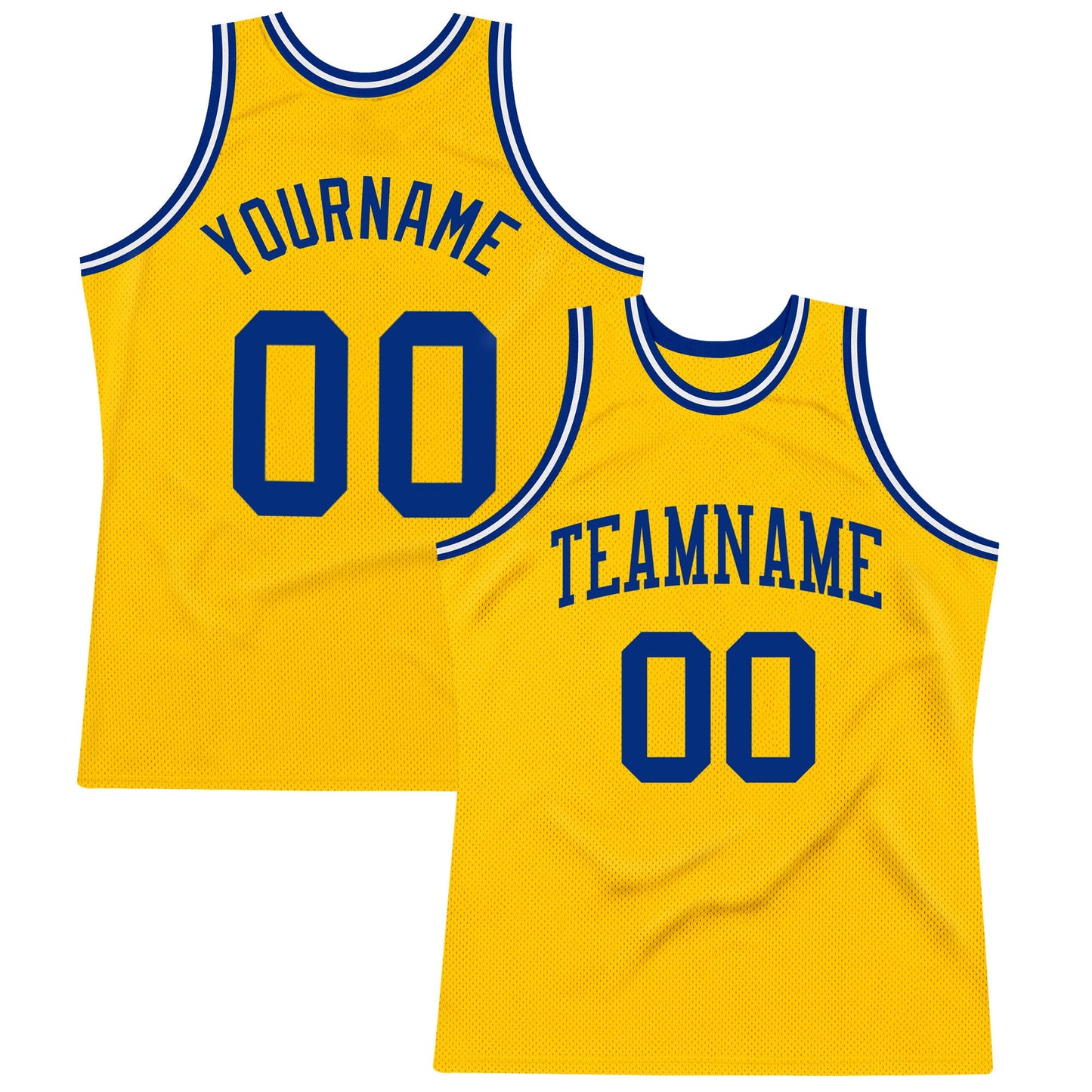 Custom Gold Royal-White Authentic Throwback Basketball Jersey - Main View