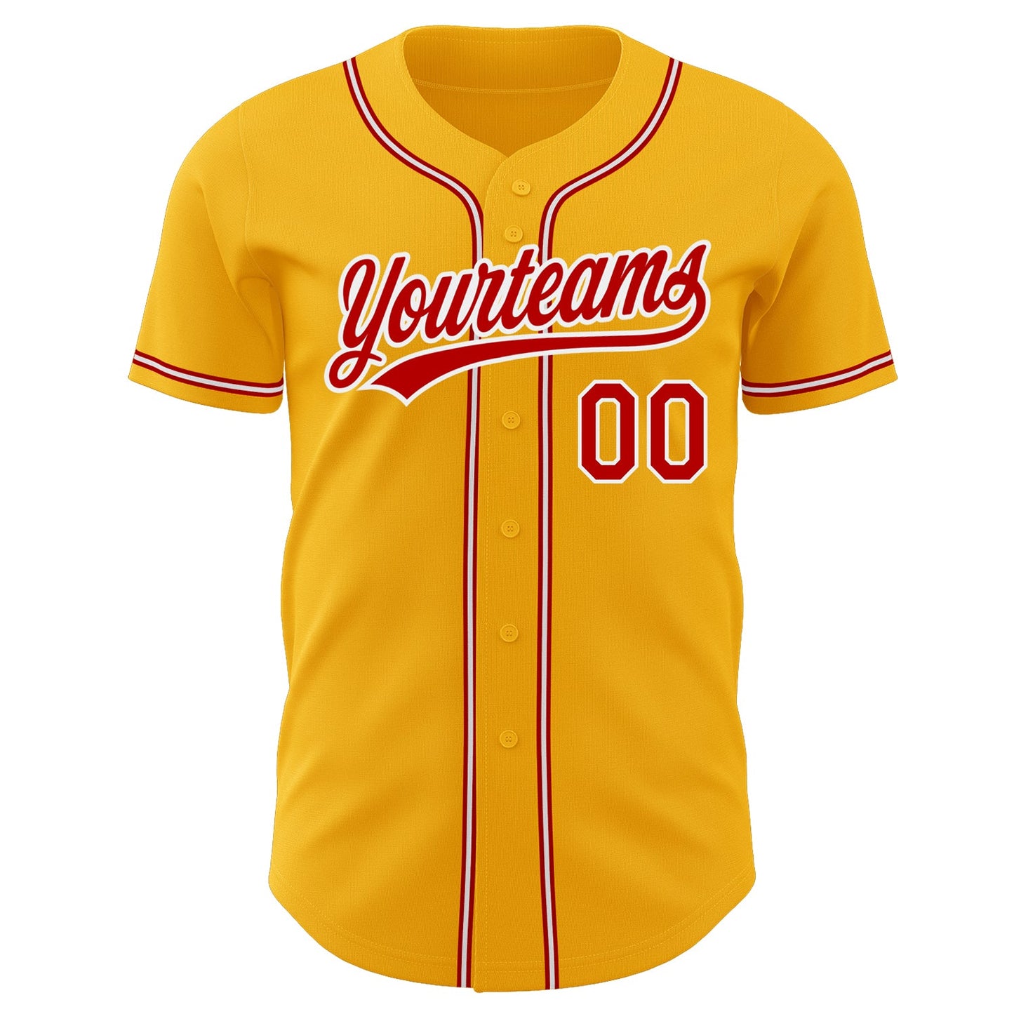 Custom Gold Red-White Authentic Baseball Jersey view 2