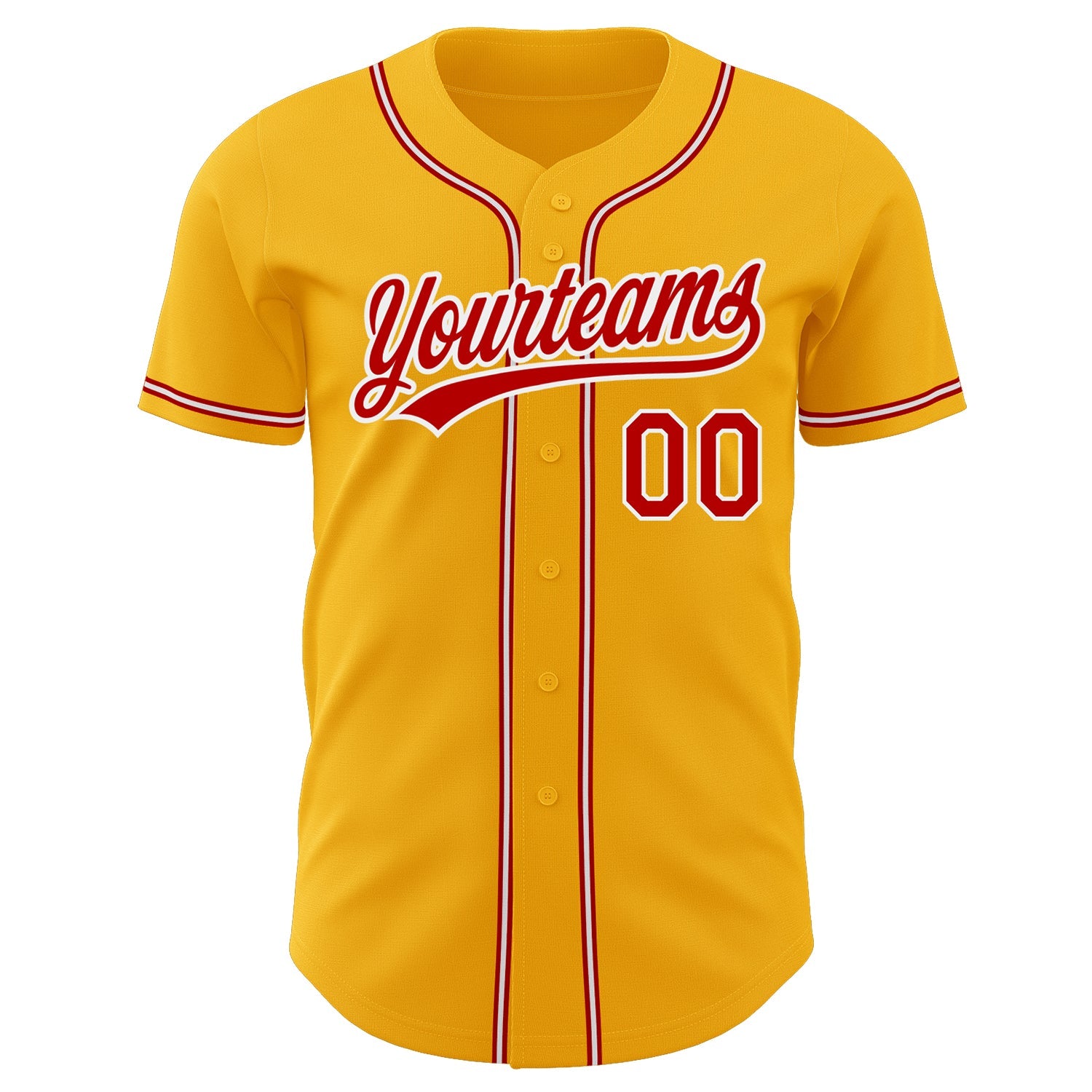 Custom Gold Red-White Authentic Baseball Jersey view 2