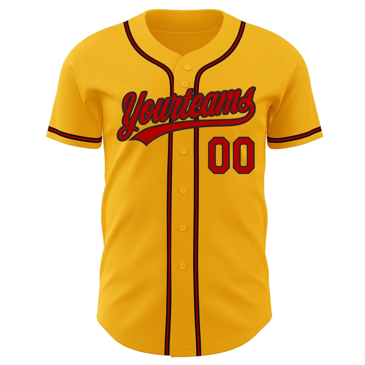 Custom Gold Red-Black Authentic Baseball Jersey view 2