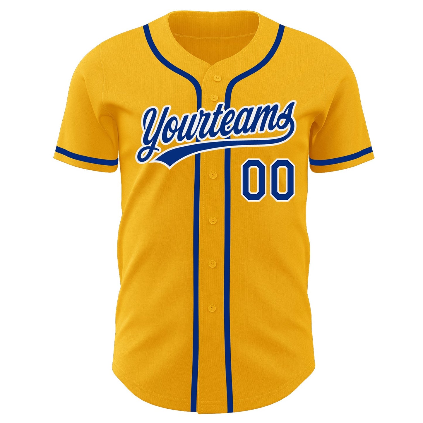 Custom Gold Royal-White Authentic Baseball Jersey view 2