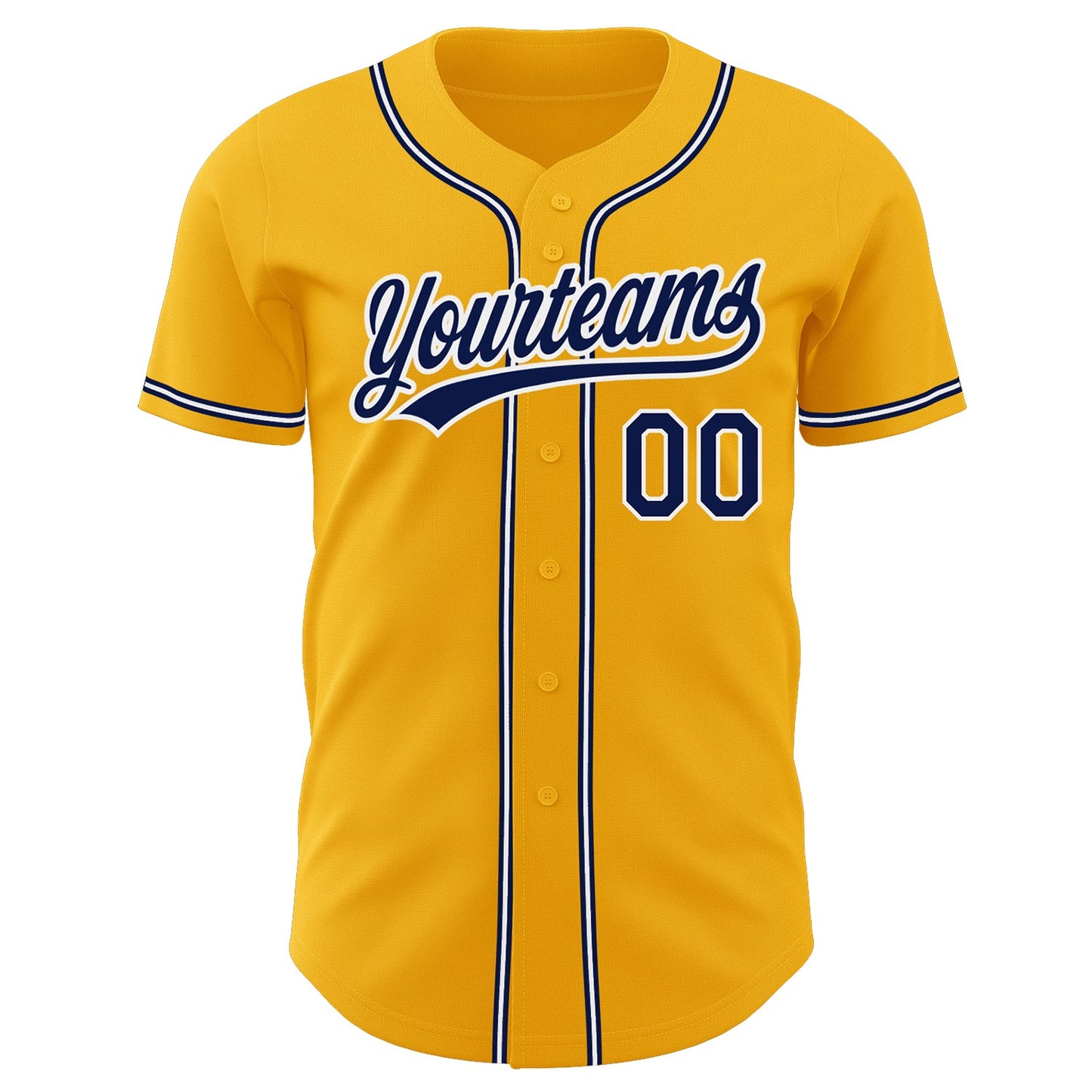 Custom Gold Navy-White Authentic Baseball Jersey view 2