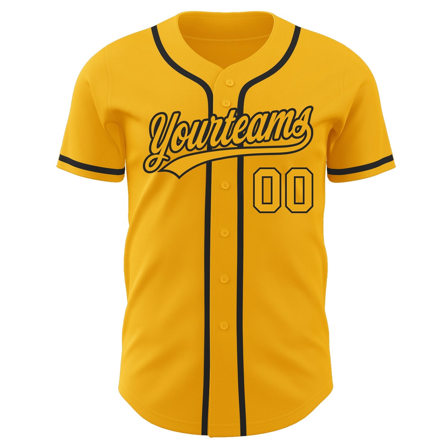 Custom Gold Gold-Black Authentic Baseball Jersey view 2
