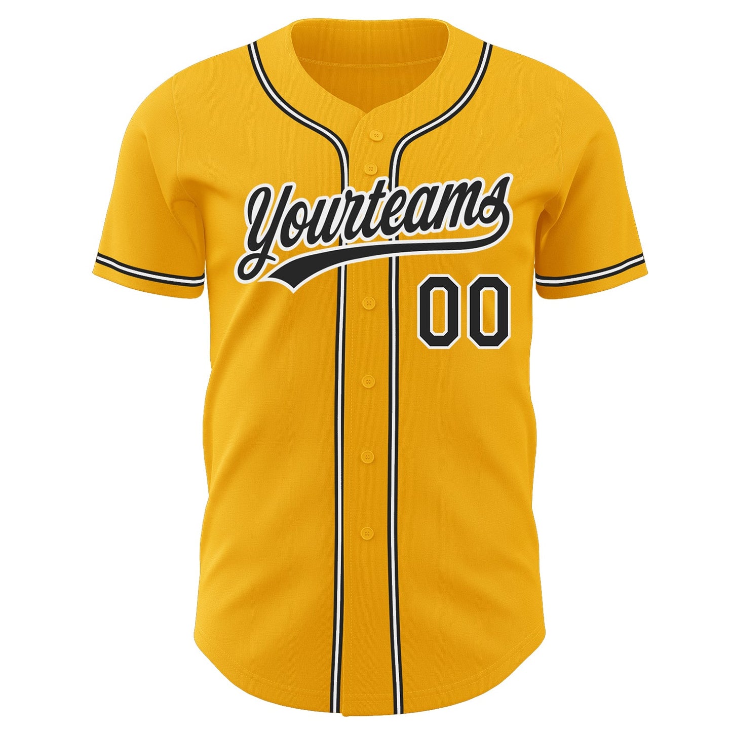 Custom Gold Black-White Authentic Baseball Jersey view 2