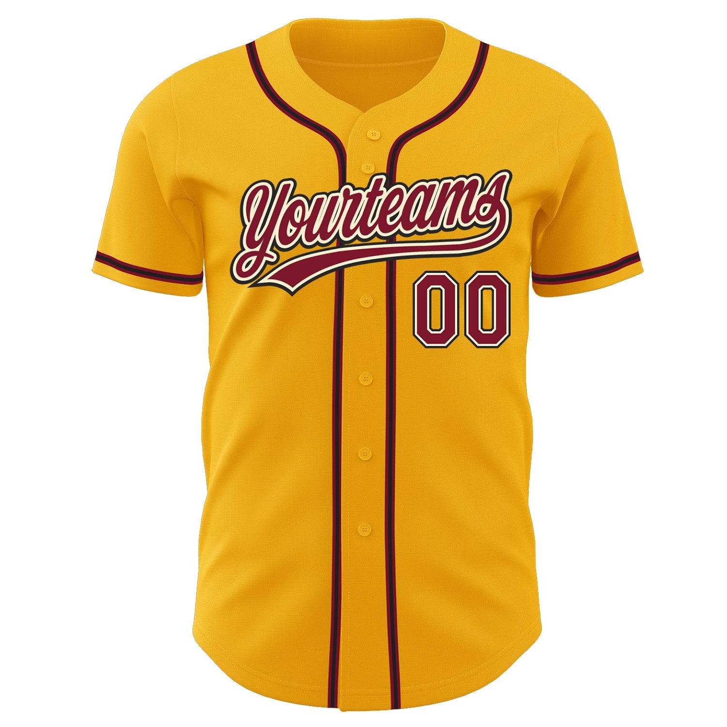 Custom Gold Crimson Cream-Black Authentic Baseball Jersey view 2
