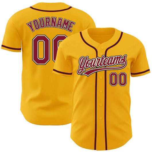 Custom Gold Crimson Cream-Black Authentic Baseball Jersey - Main View