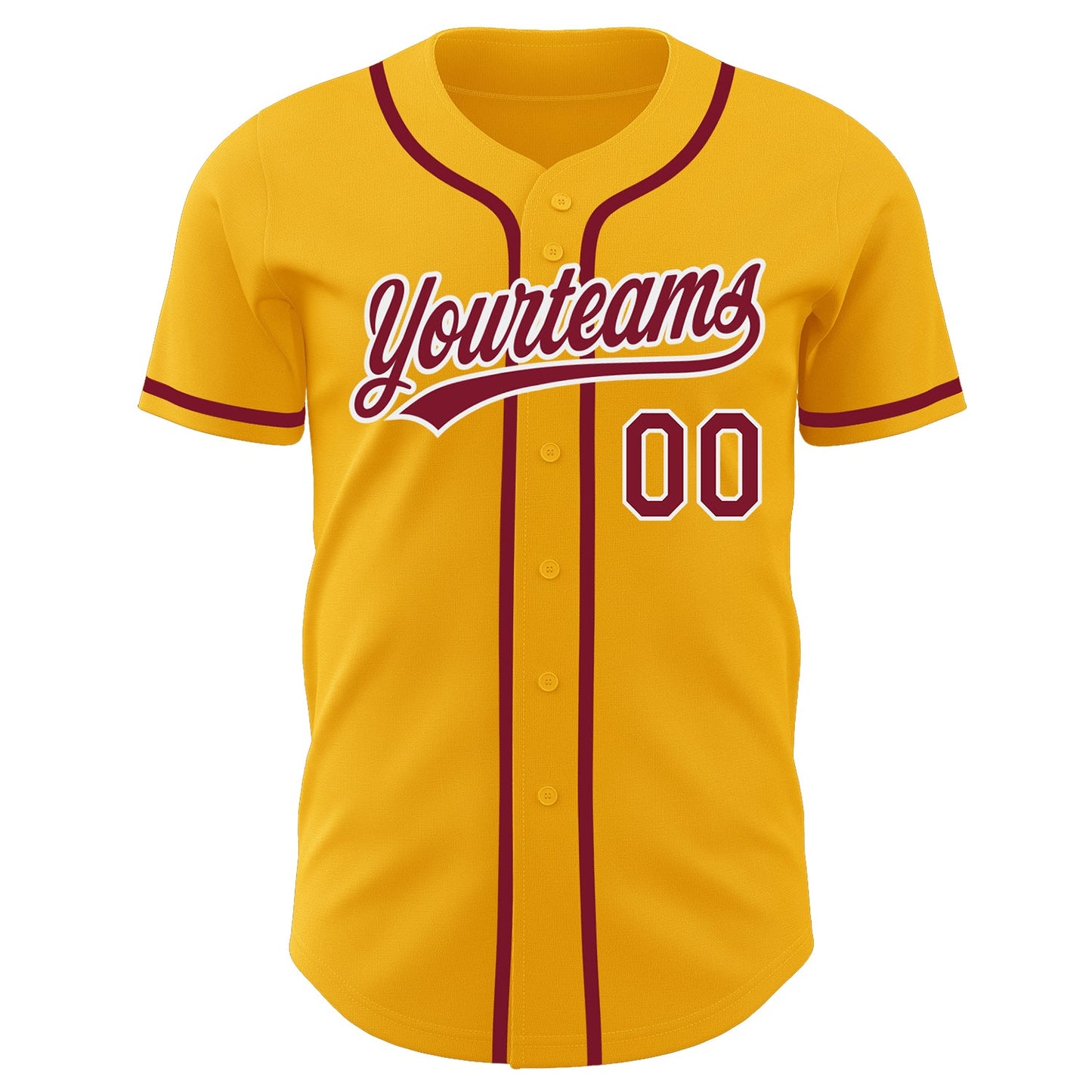 Custom Gold Crimson-White Authentic Baseball Jersey view 2