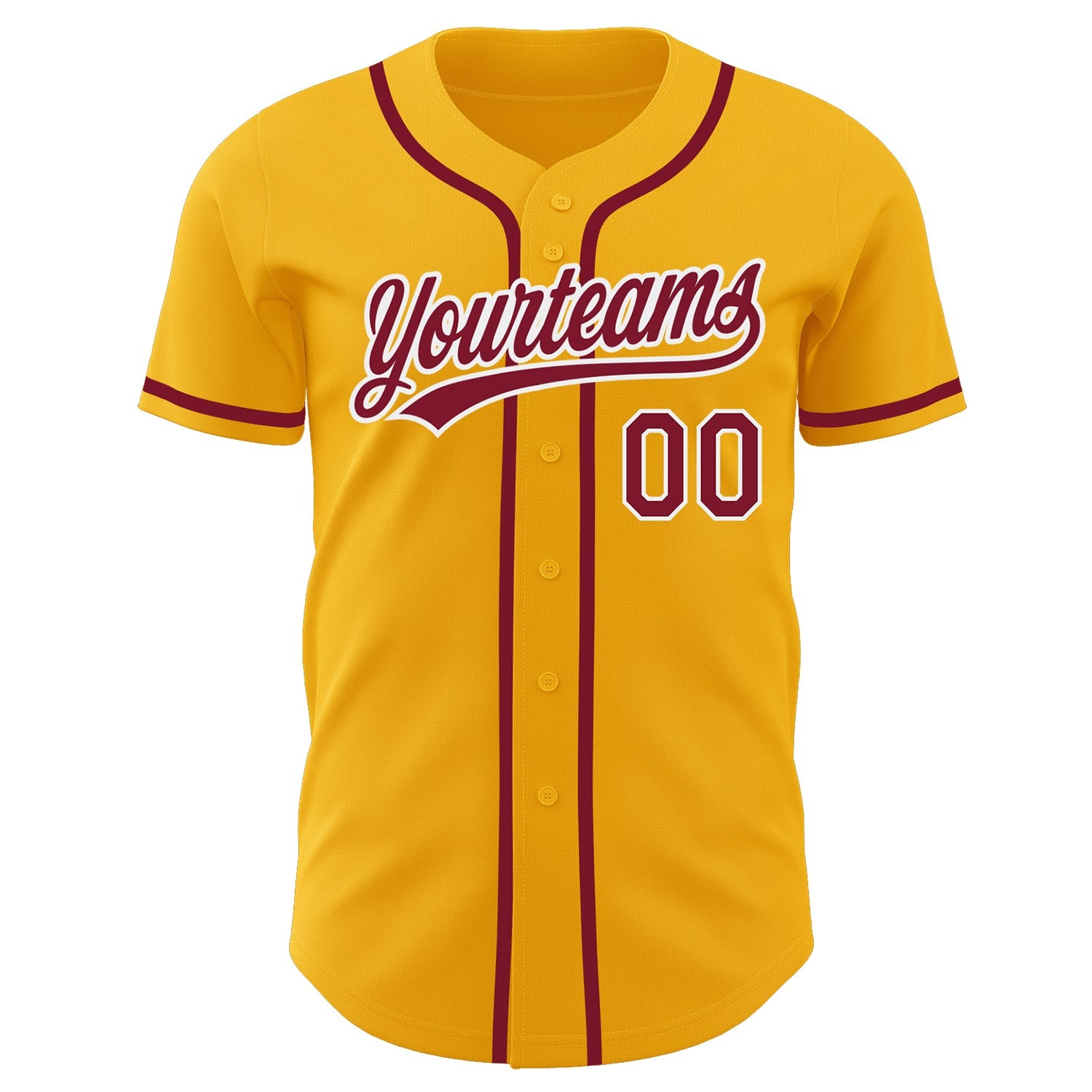 Custom Gold Crimson-White Authentic Baseball Jersey view 2