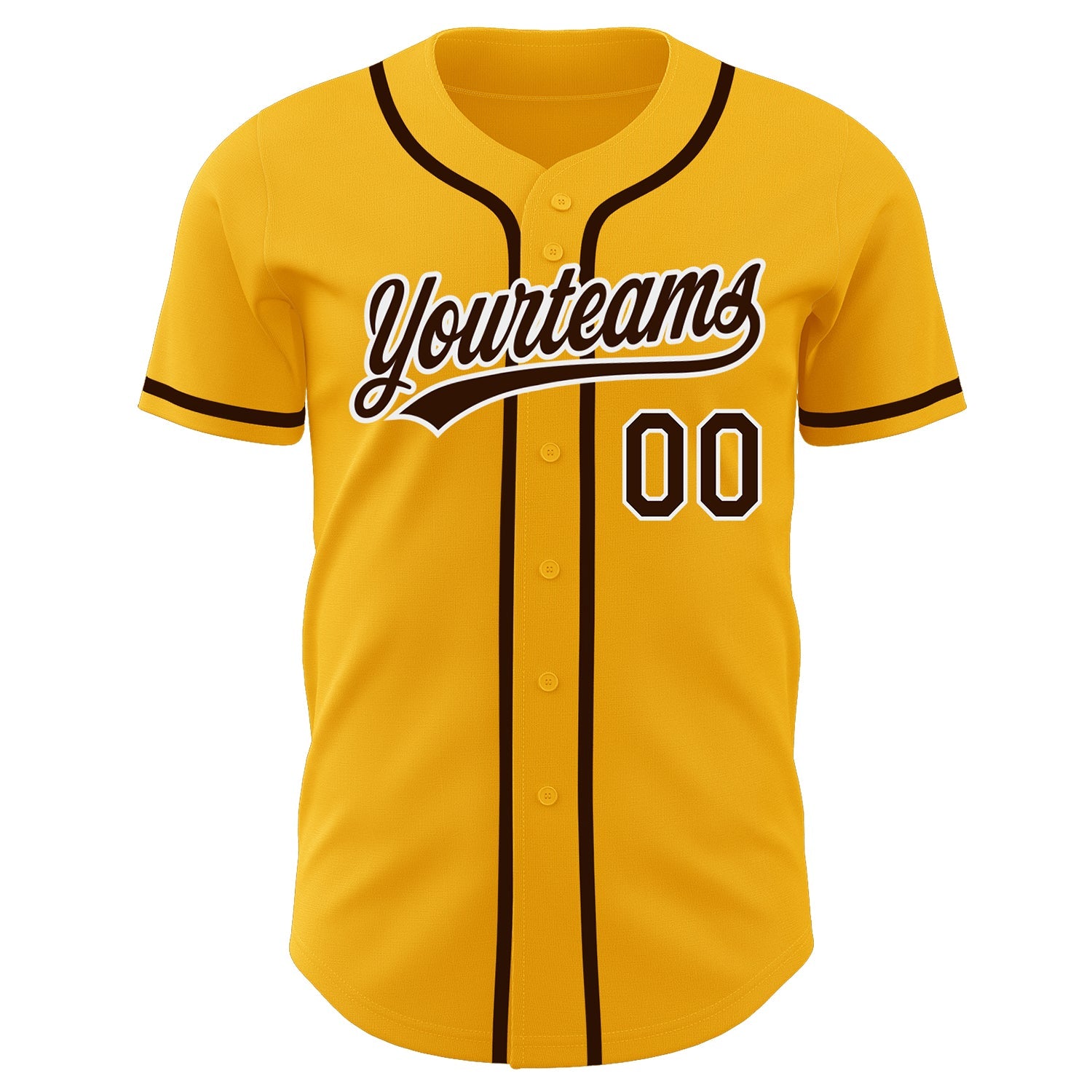 Custom Gold Brown-White Authentic Baseball Jersey view 2