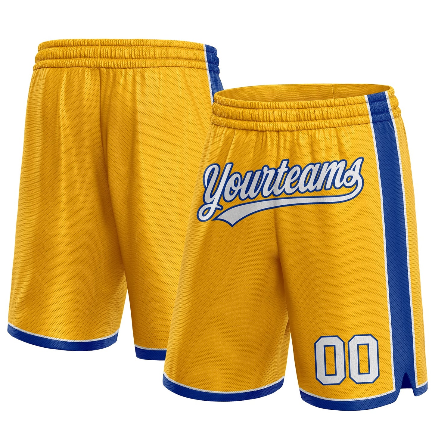 Custom Gold White-Royal Authentic Basketball Shorts - Main View