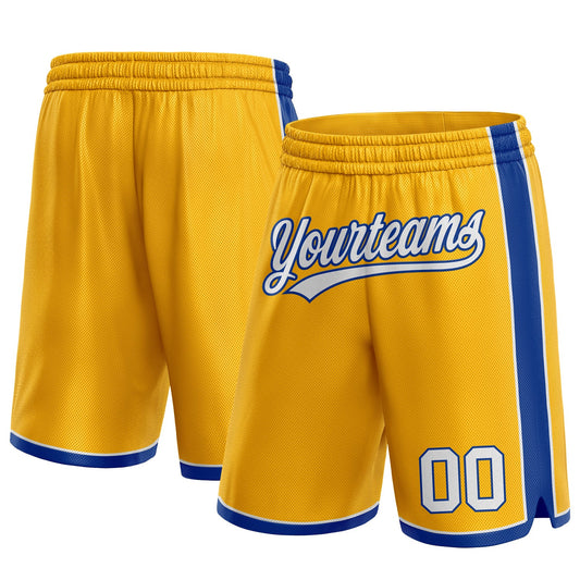 Custom Gold White-Royal Authentic Basketball Shorts - Main View