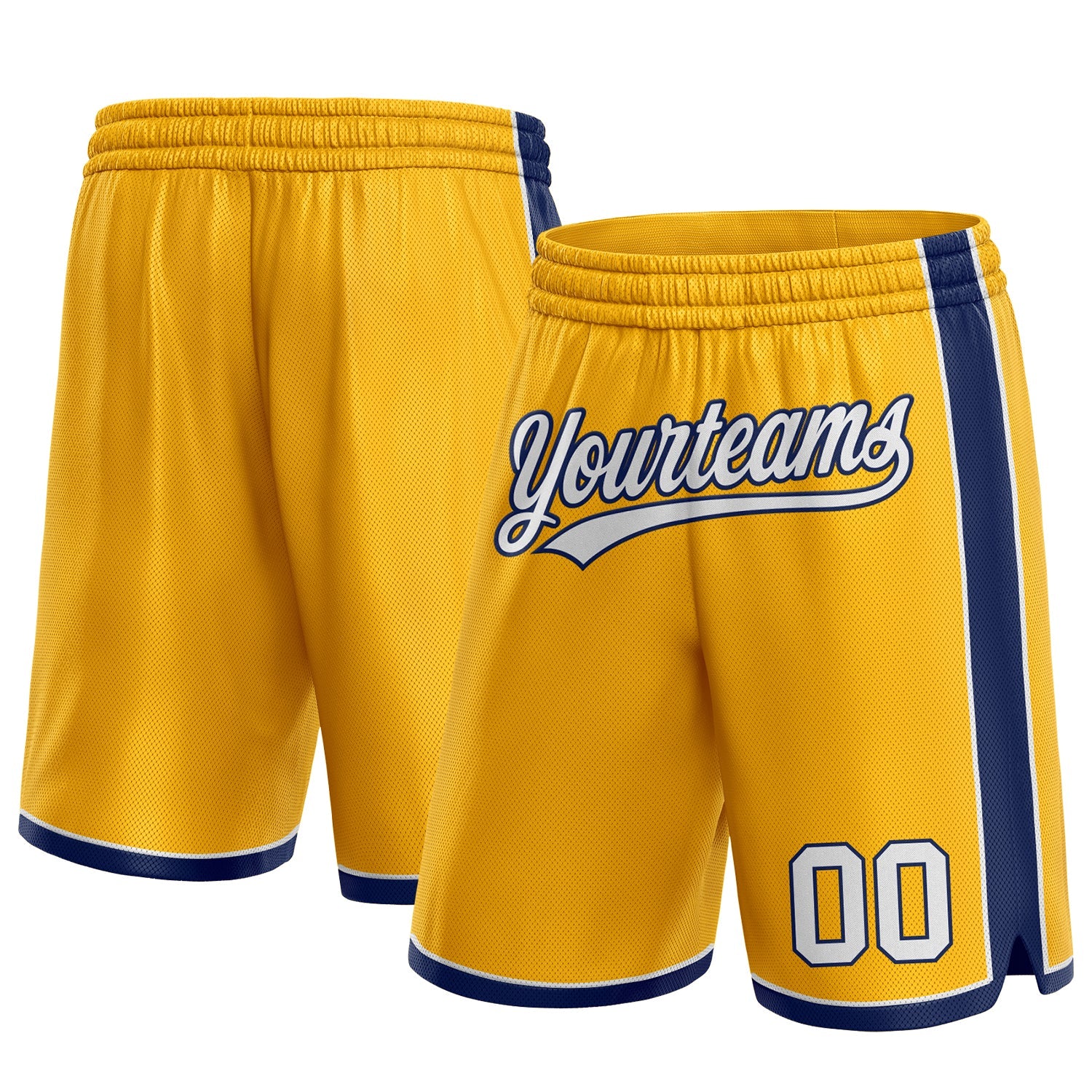 Custom Gold White-Navy Authentic Basketball Shorts - Main View