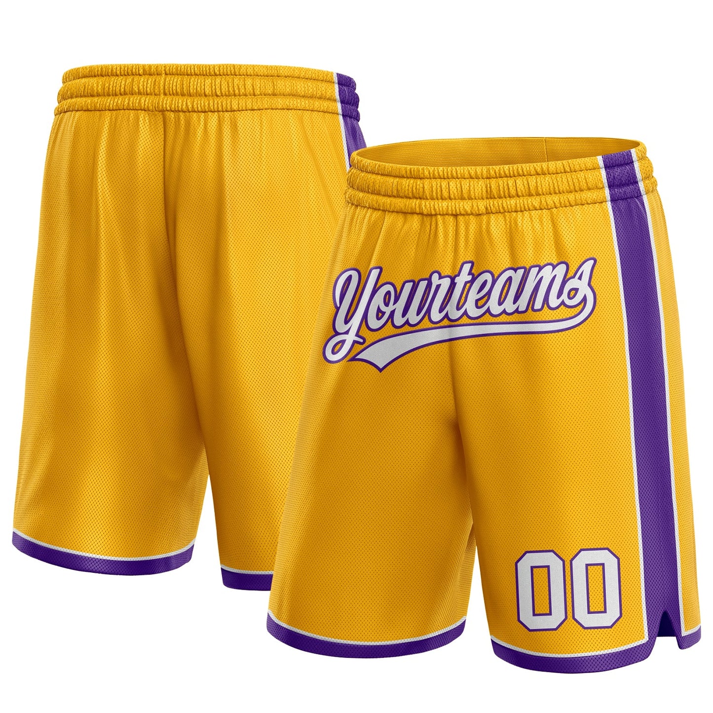 Custom Gold White-Purple Authentic Basketball Shorts - Main View