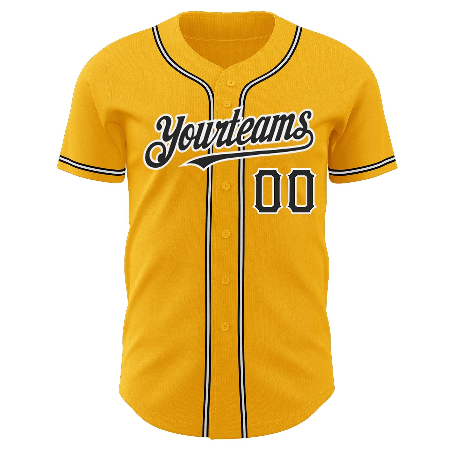 Custom Gold Black-White Authentic Baseball Jersey view 2