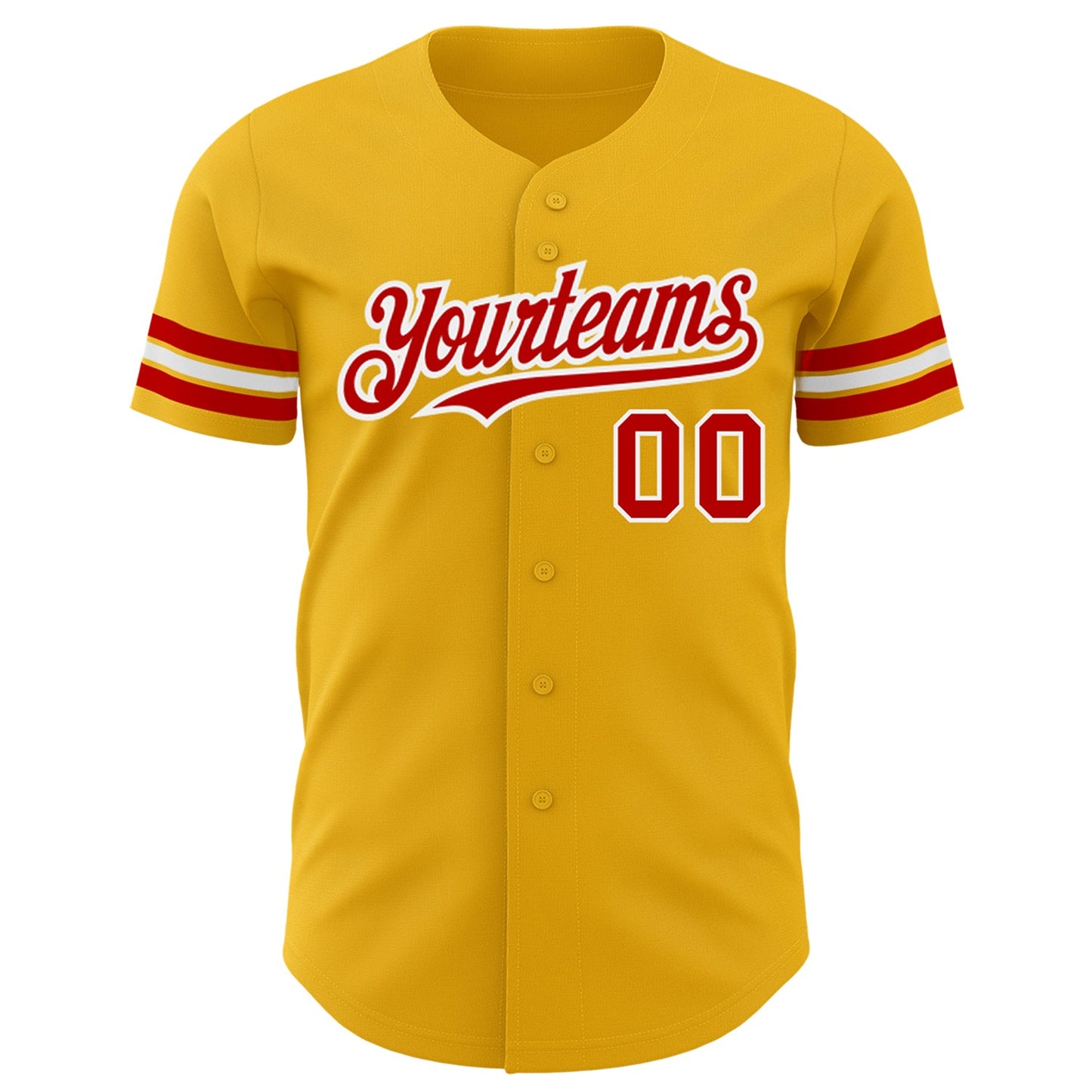 Custom Gold Red-White Authentic Baseball Jersey view 2