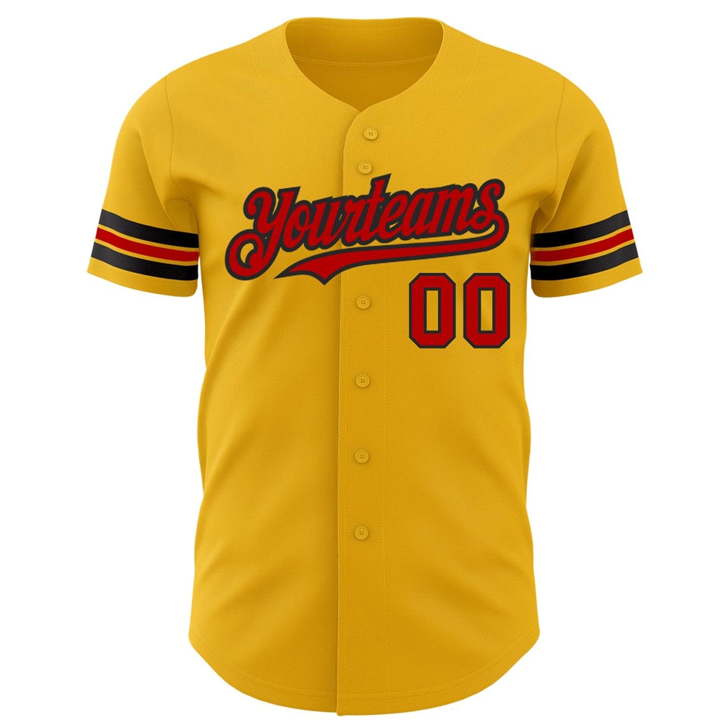 Custom Gold Red-Black Authentic Baseball Jersey view 2