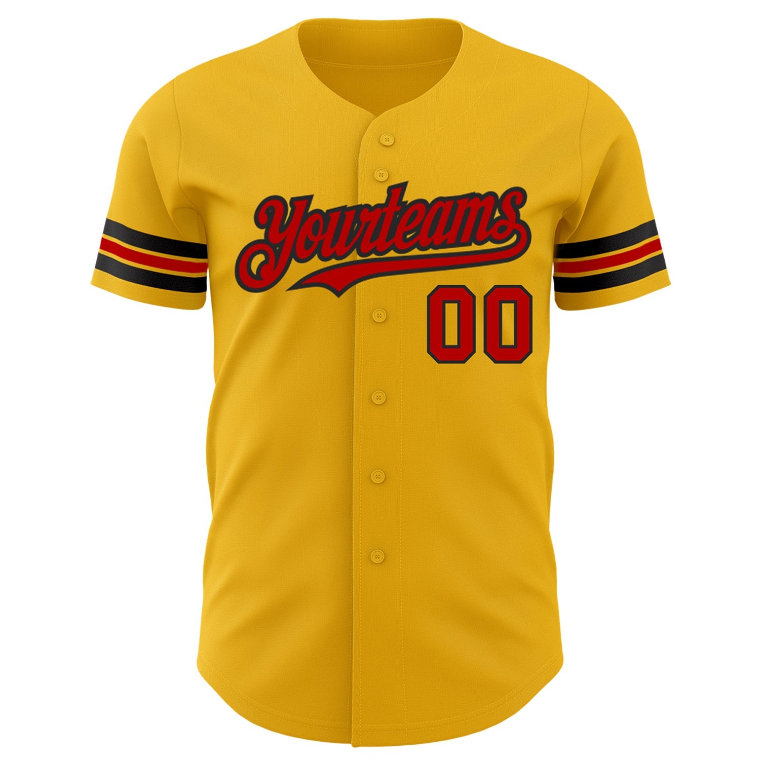 Custom Gold Red-Black Authentic Baseball Jersey view 2