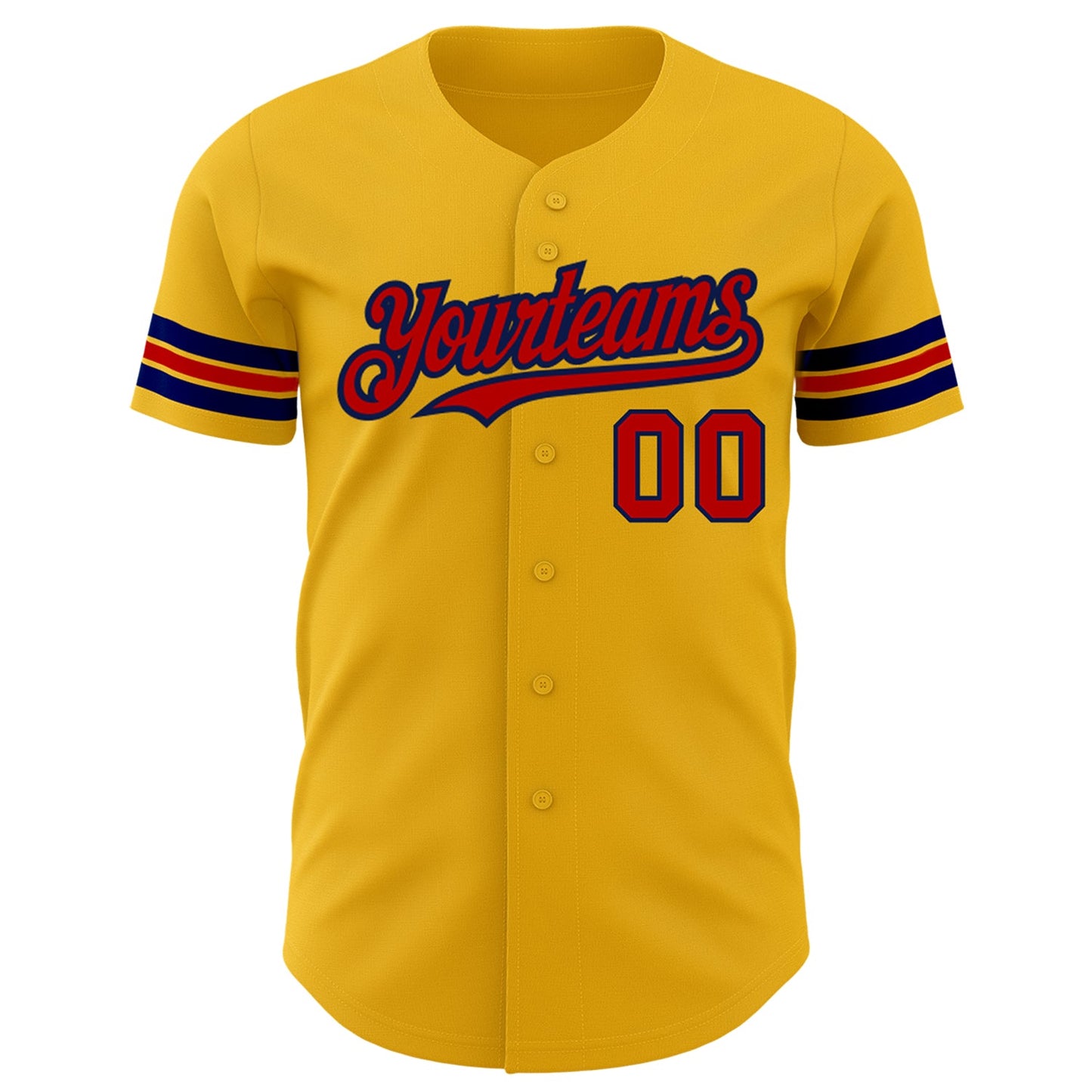 Custom Gold Red-Navy Authentic Baseball Jersey view 2