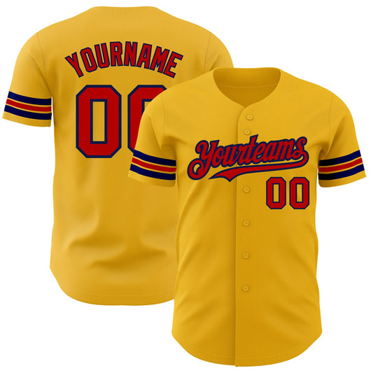 Custom Gold Red-Navy Authentic Baseball Jersey - Main View