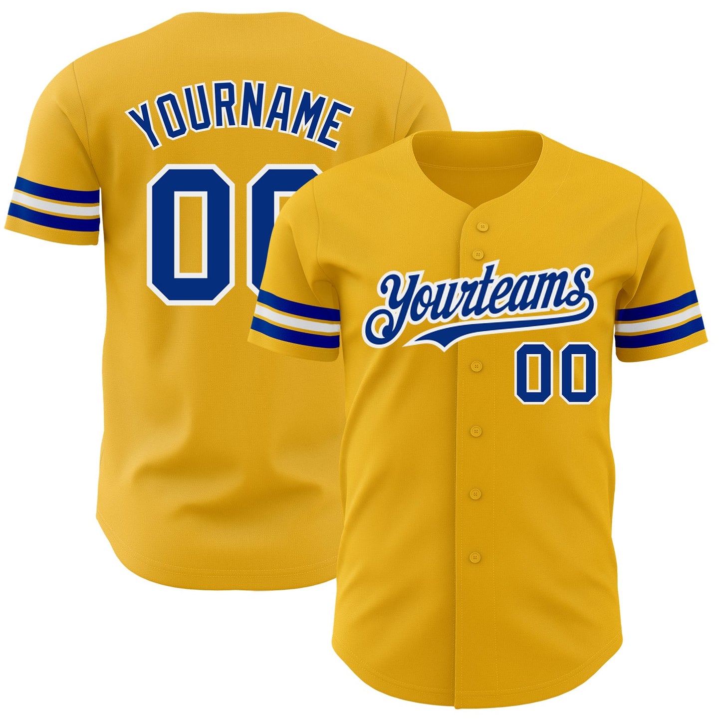 Custom Gold Royal-White Authentic Baseball Jersey - Main View