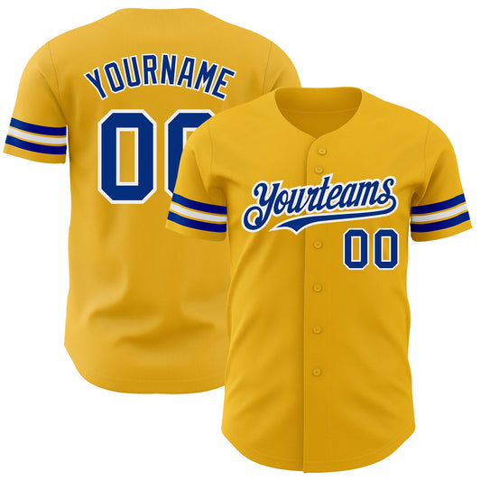 Custom Gold Royal-White Authentic Baseball Jersey - Main View
