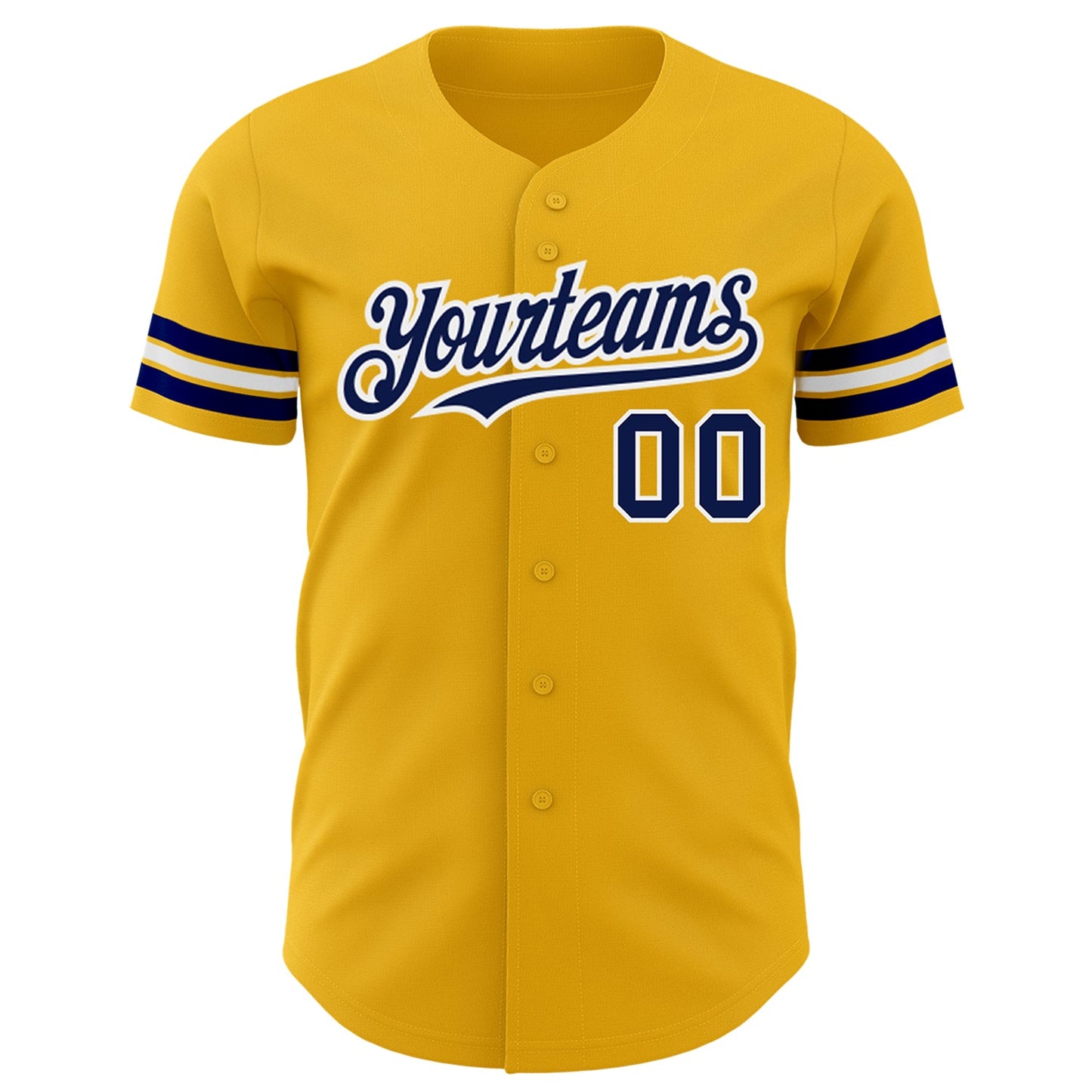 Custom Gold Navy-White Authentic Baseball Jersey view 2