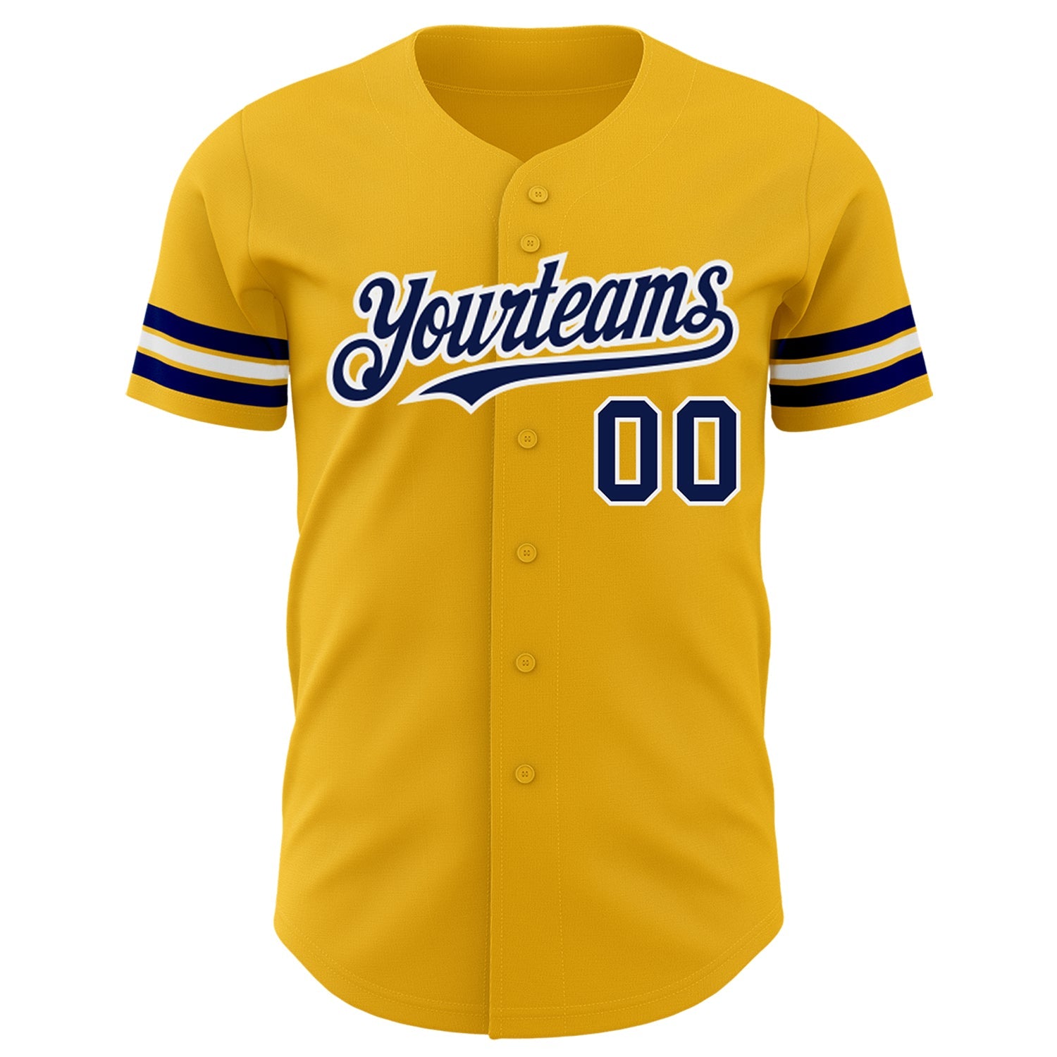 Custom Gold Navy-White Authentic Baseball Jersey view 2