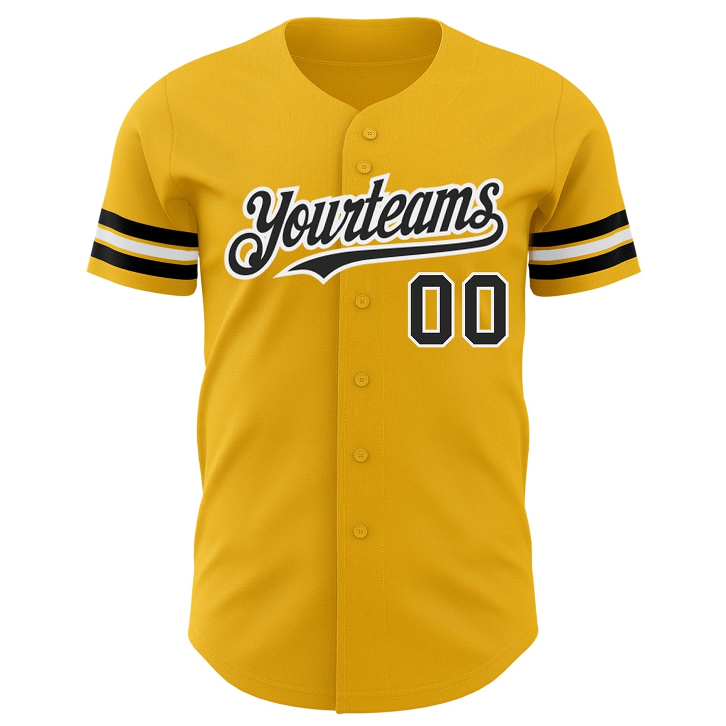 Custom Gold Black-White Authentic Baseball Jersey view 2