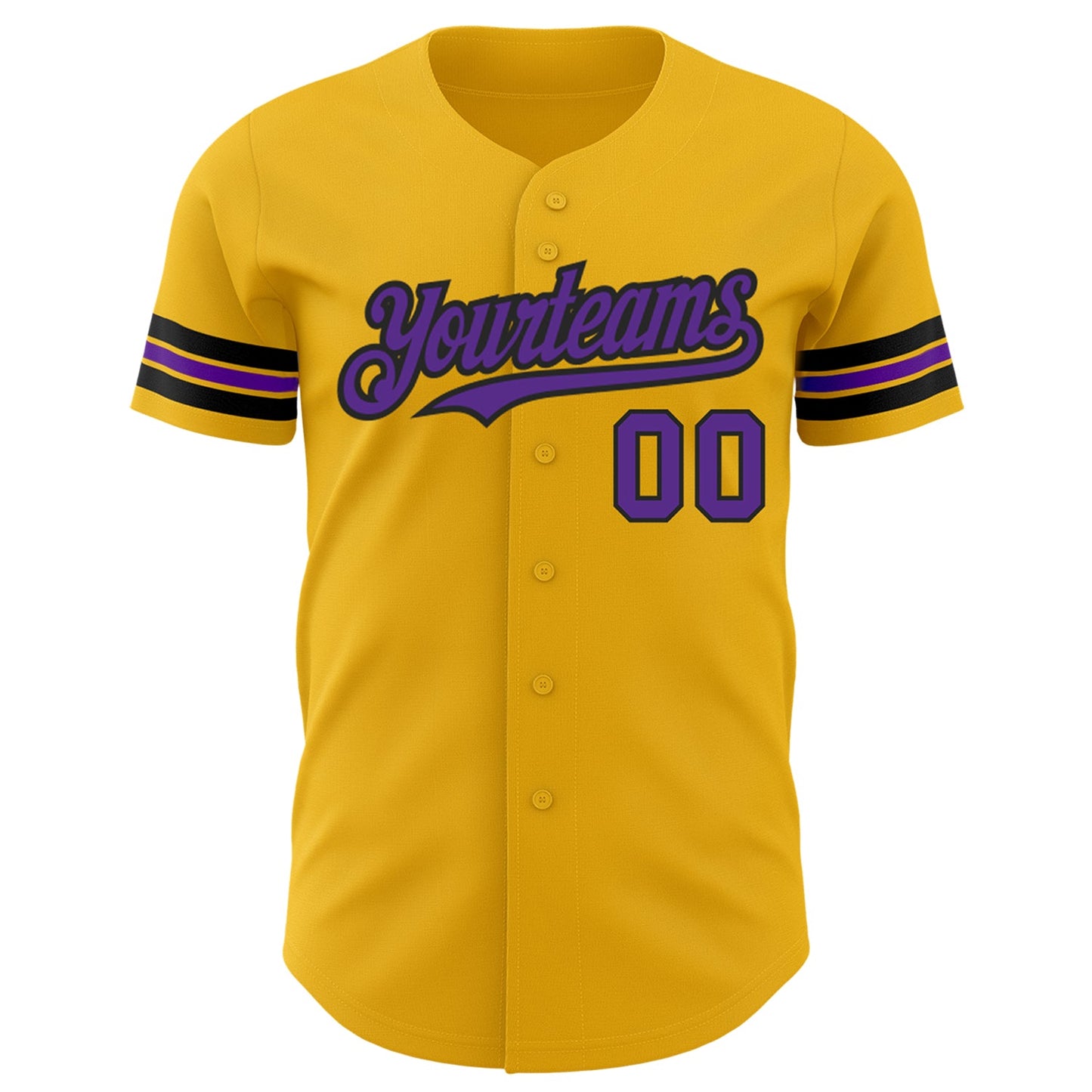 Custom Gold Purple-Black Authentic Baseball Jersey view 2