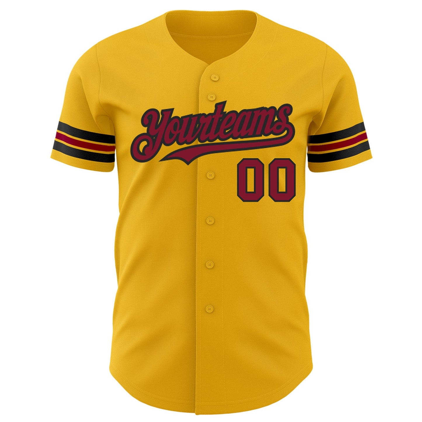 Custom Gold Crimson-Black Authentic Baseball Jersey view 2