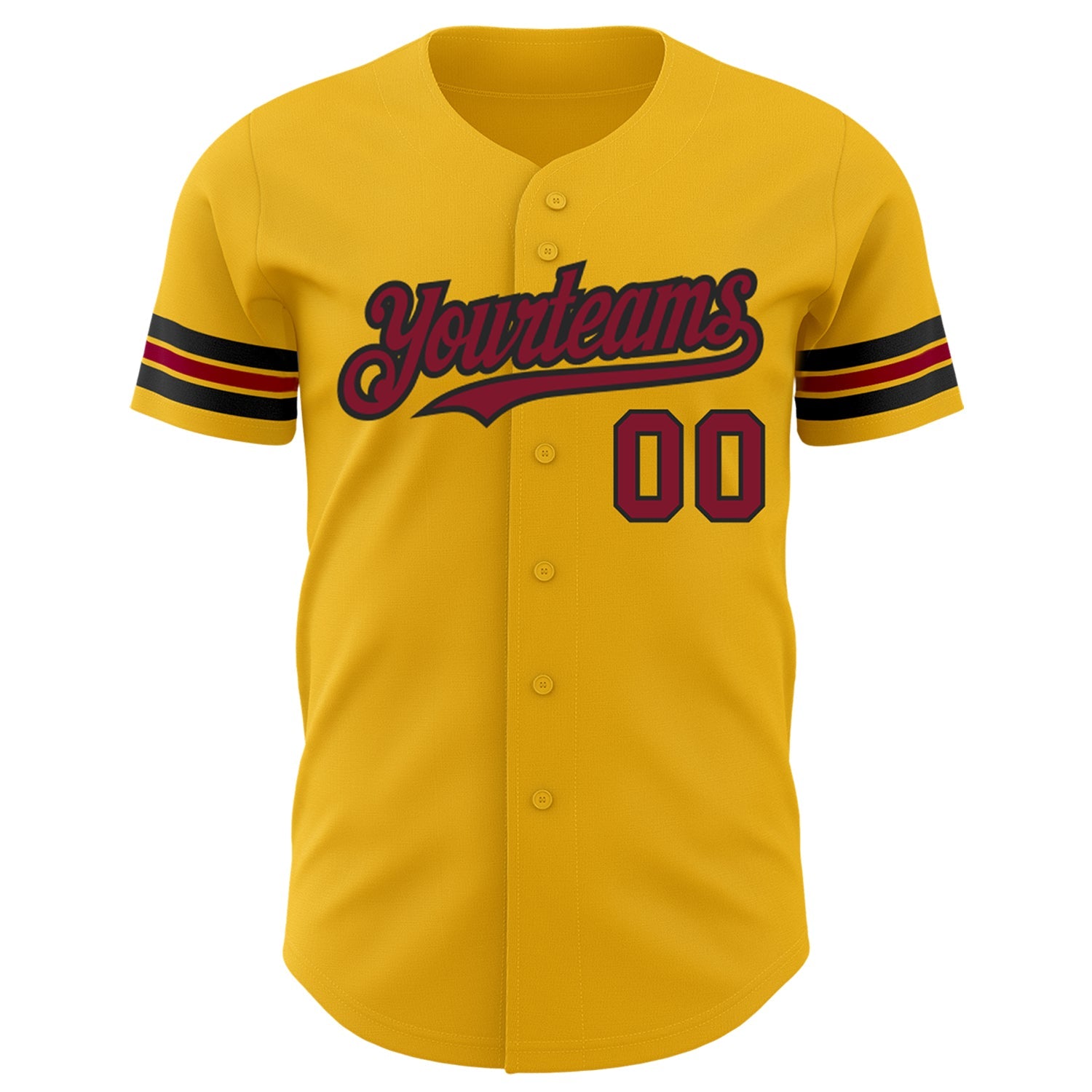 Custom Gold Crimson-Black Authentic Baseball Jersey view 2