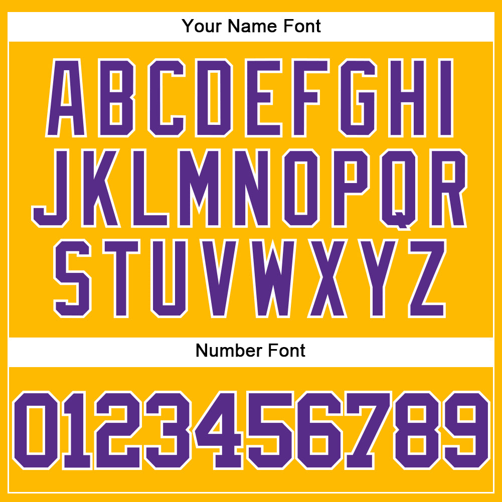 Custom Gold Purple-White Authentic Baseball Jersey view 5