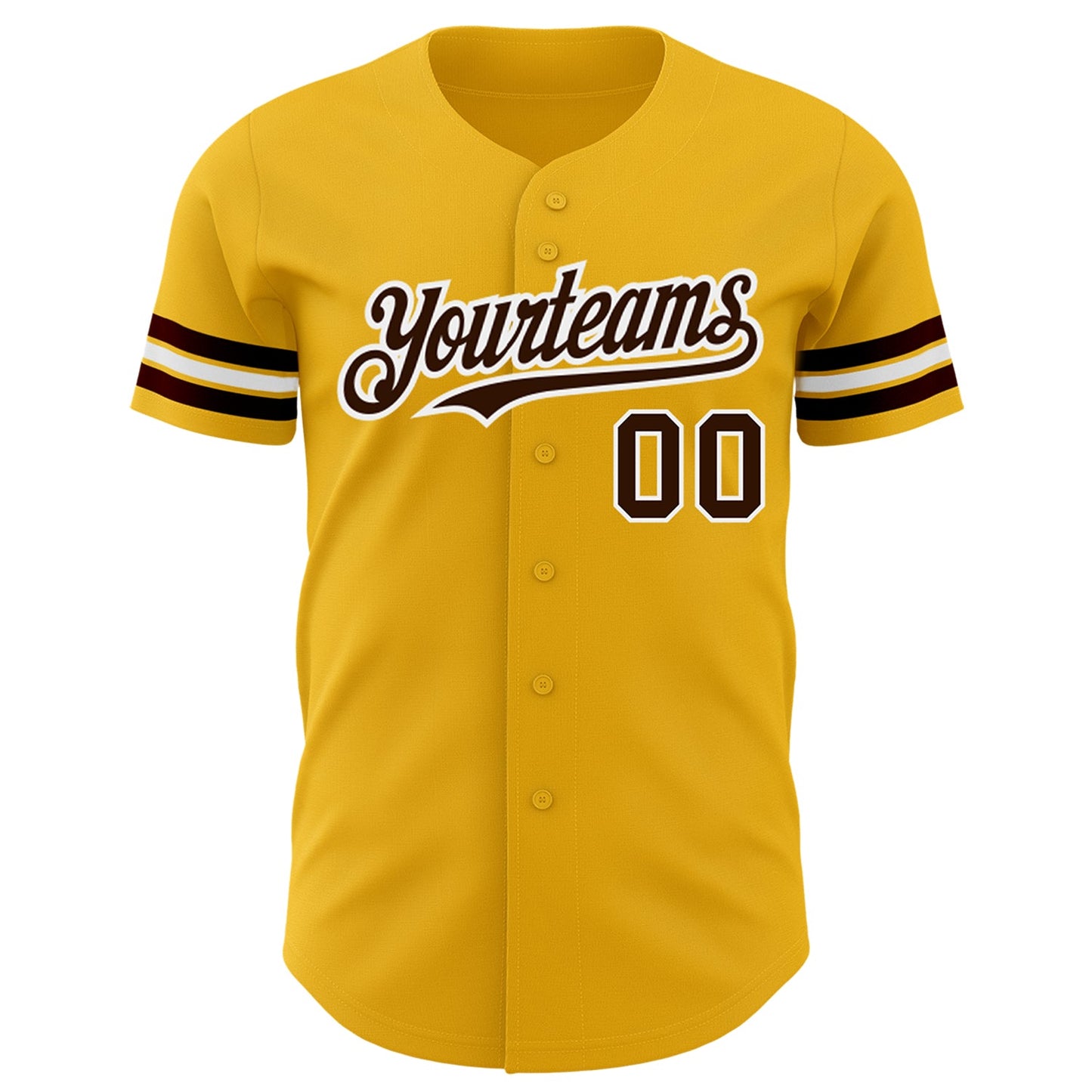 Custom Gold Brown-White Authentic Baseball Jersey view 2