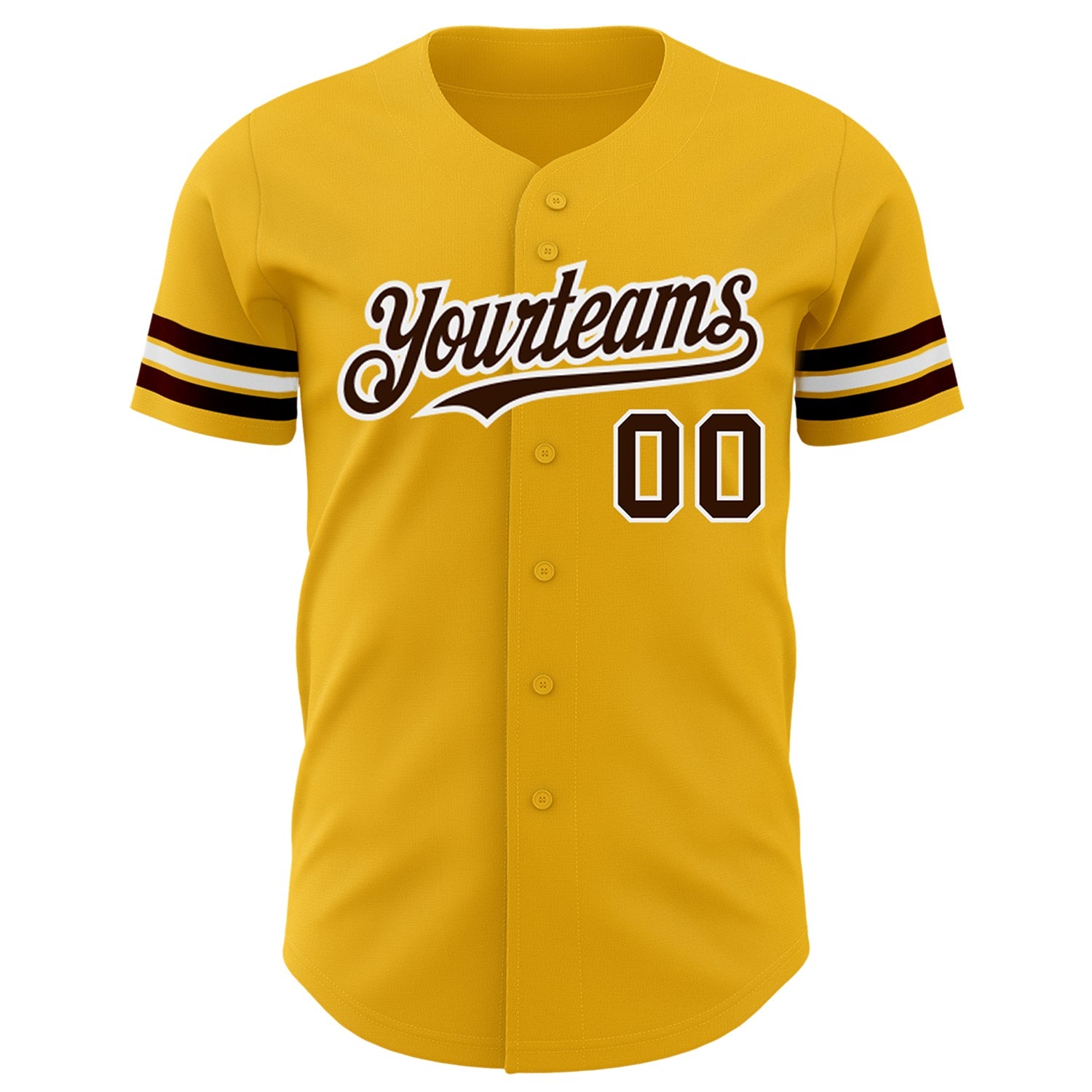 Custom Gold Brown-White Authentic Baseball Jersey view 2