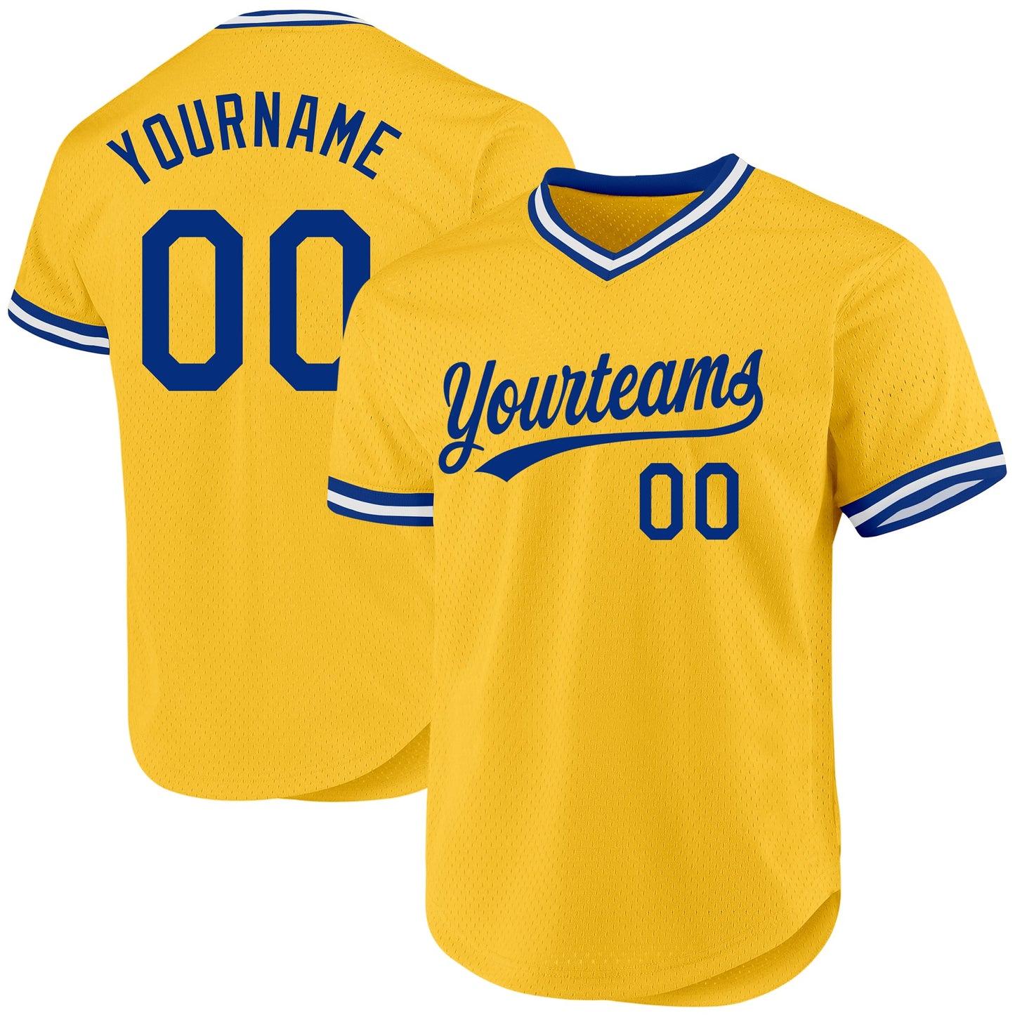 Custom Gold Royal-White Authentic Throwback Baseball Jersey - Main View