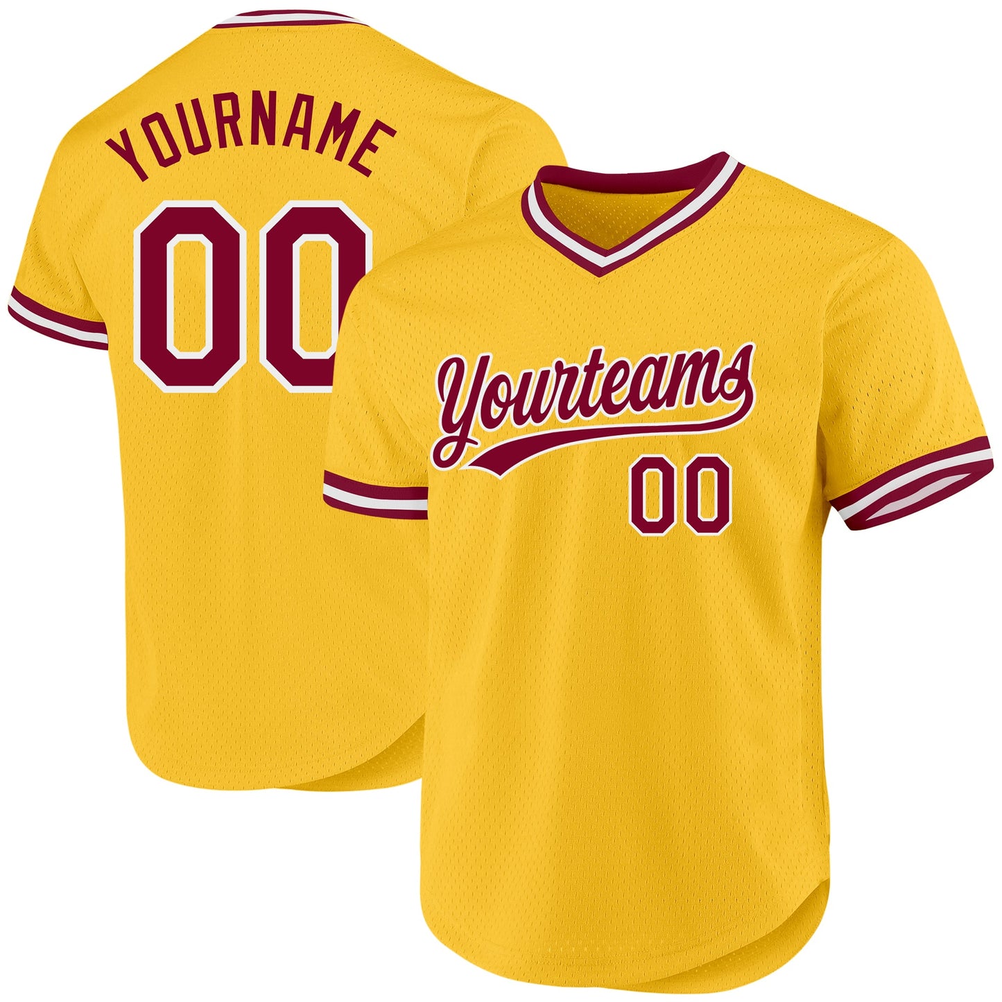 Custom Gold Maroon-White Authentic Throwback Baseball Jersey - Main View