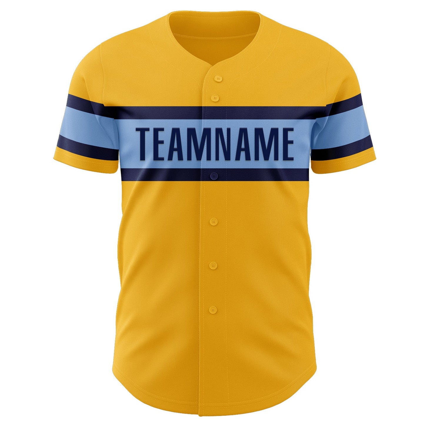 Custom Gold Navy-Light Blue Authentic Baseball Jersey view 2