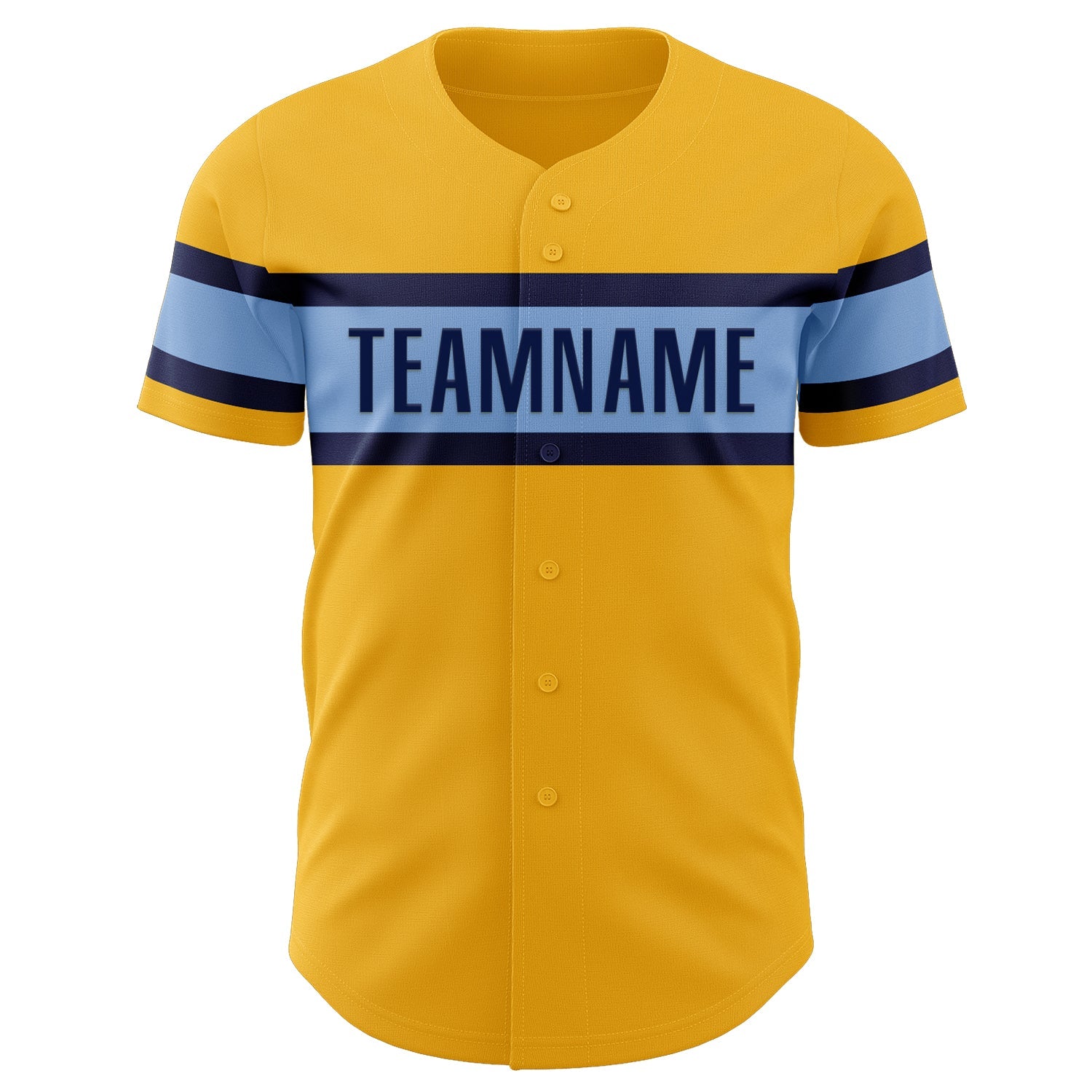 Custom Gold Navy-Light Blue Authentic Baseball Jersey view 2