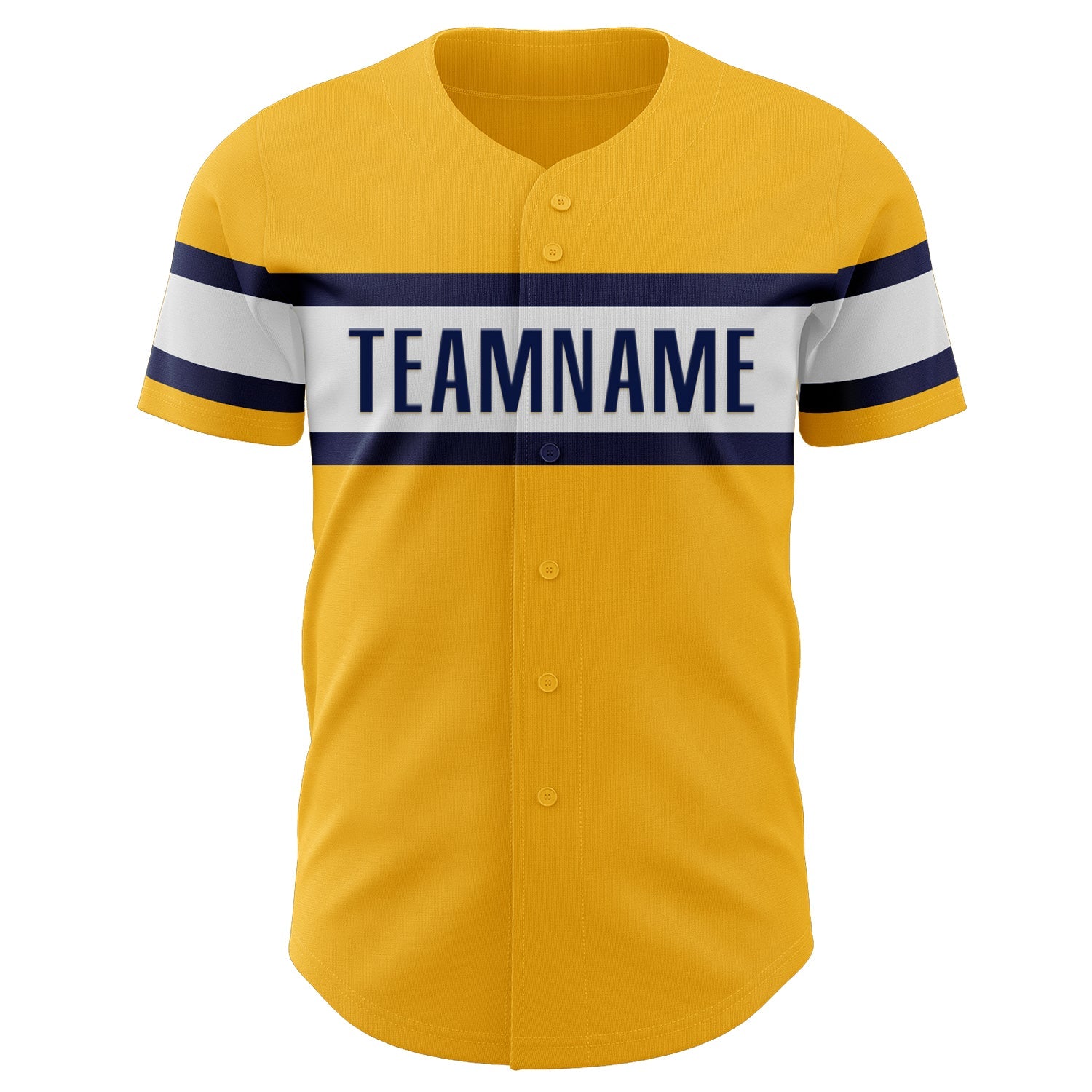 Custom Gold Navy-White Authentic Baseball Jersey view 2