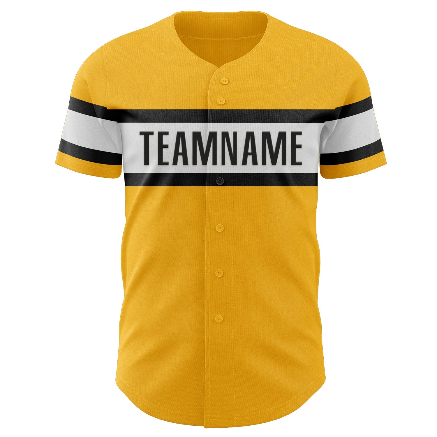 Custom Gold Black-White Authentic Baseball Jersey view 2