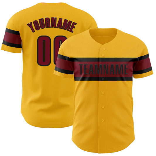 Custom Gold Crimson-Black Authentic Baseball Jersey - Main View