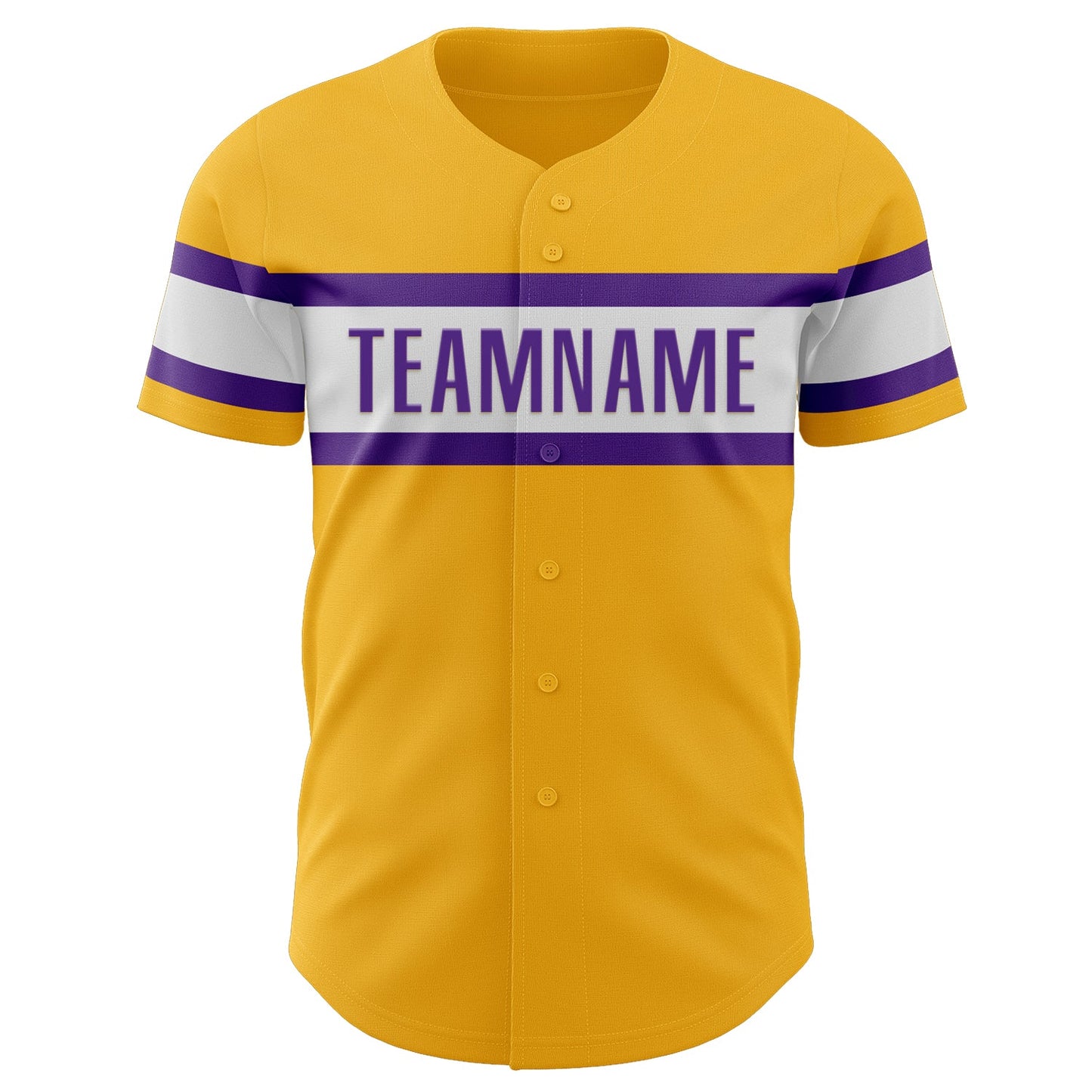 Custom Gold Purple-White Authentic Baseball Jersey view 2