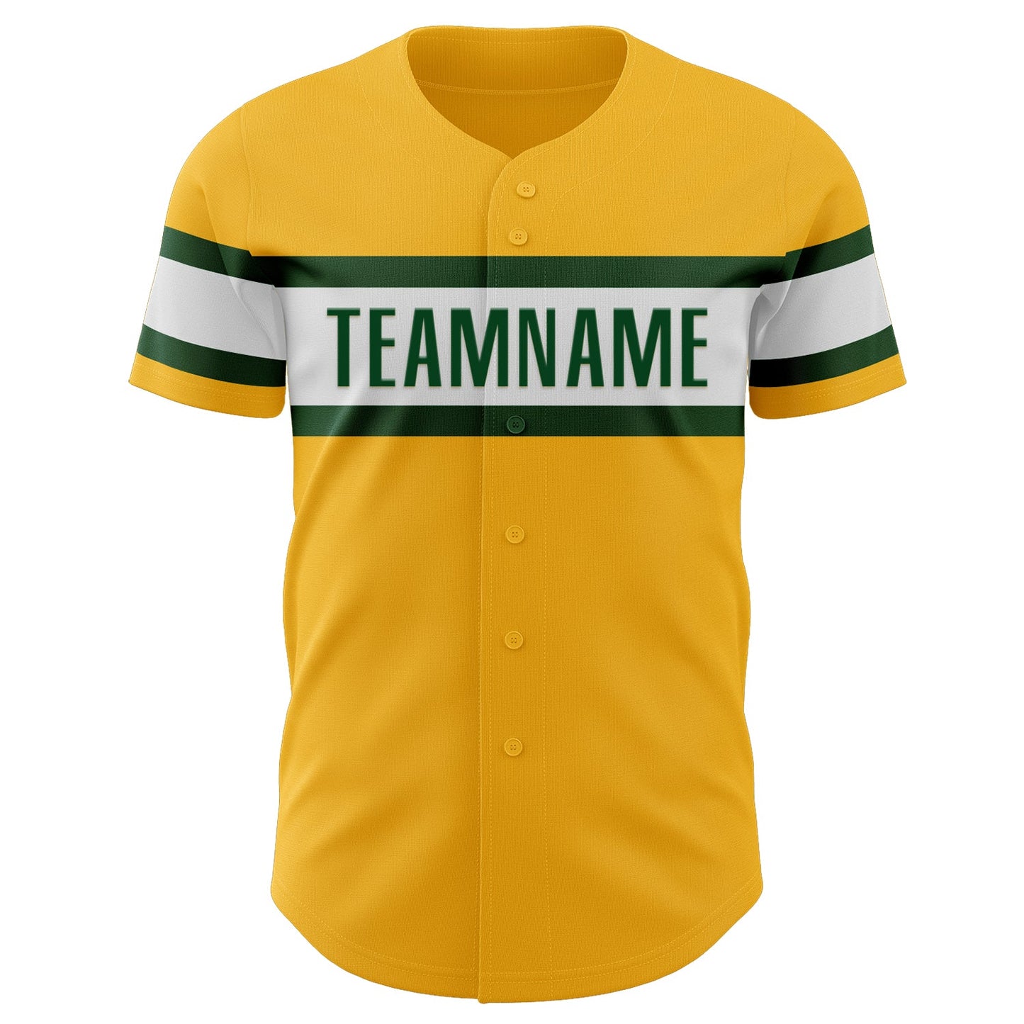 Custom Gold Green-White Authentic Baseball Jersey view 2