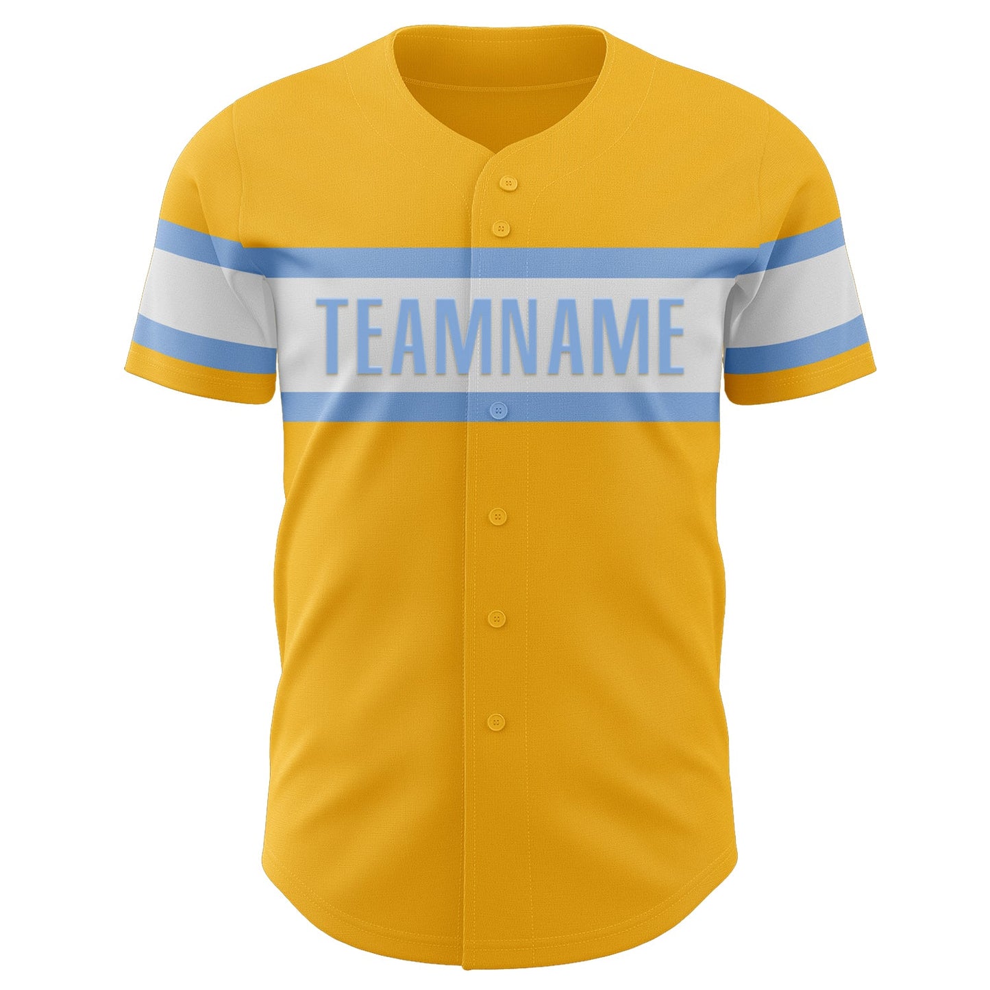Custom Gold Light Blue-White Authentic Baseball Jersey view 2