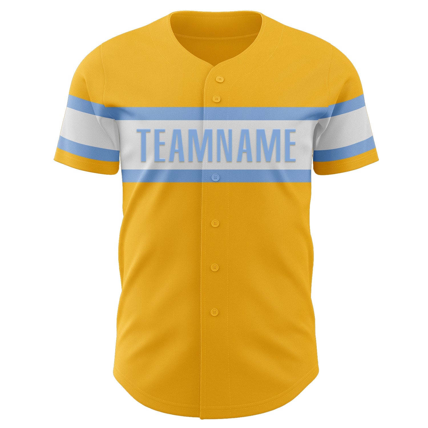 Custom Gold Light Blue-White Authentic Baseball Jersey view 2
