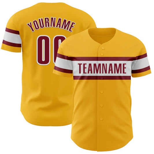 Custom Gold Crimson-White Authentic Baseball Jersey - Main View