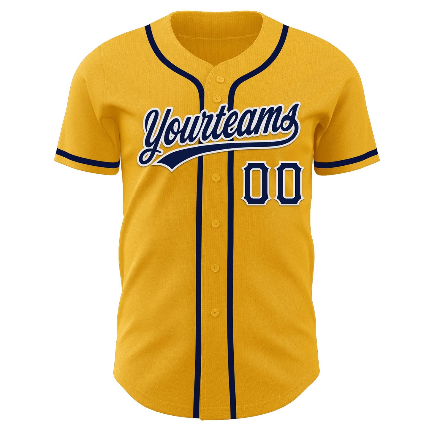 Custom Gold Navy-White Authentic Baseball Jersey view 2