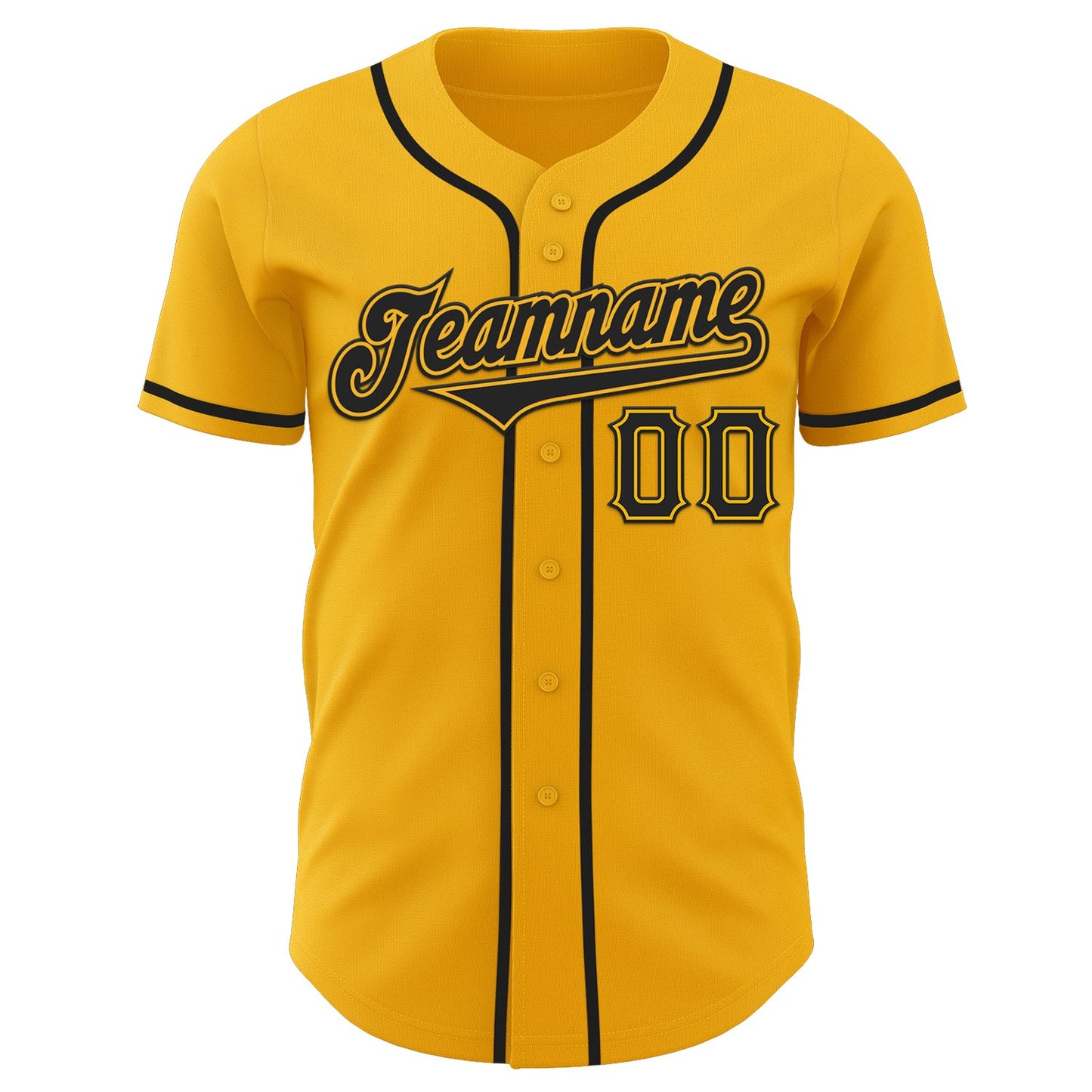 Custom Gold Black Authentic Baseball Jersey view 2