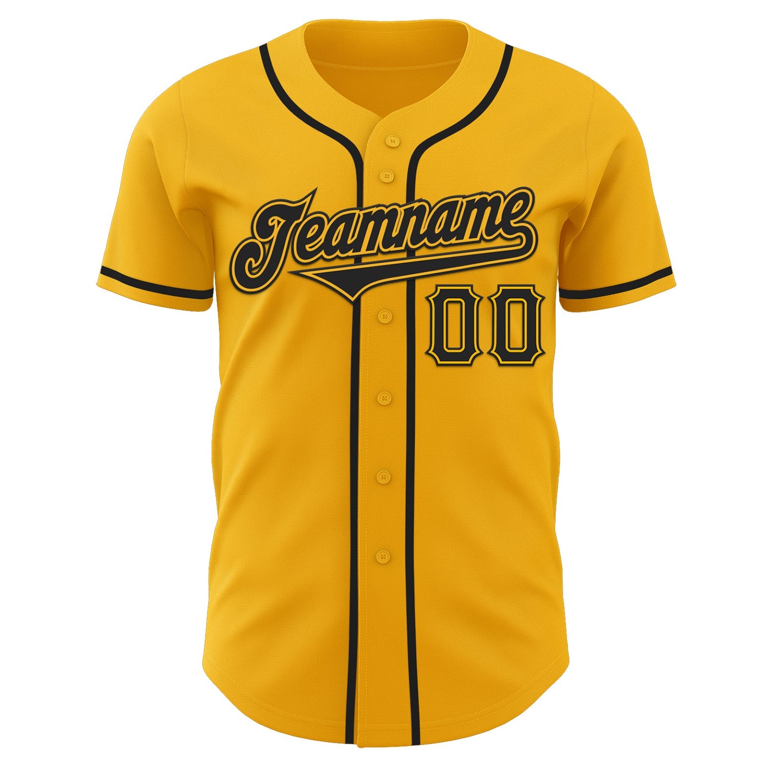 Custom Gold Black Authentic Baseball Jersey view 2