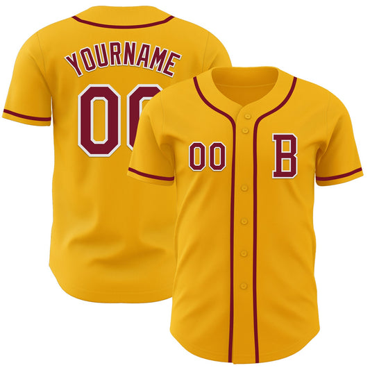 Custom Gold Crimson-White Authentic Baseball Jersey - Main View